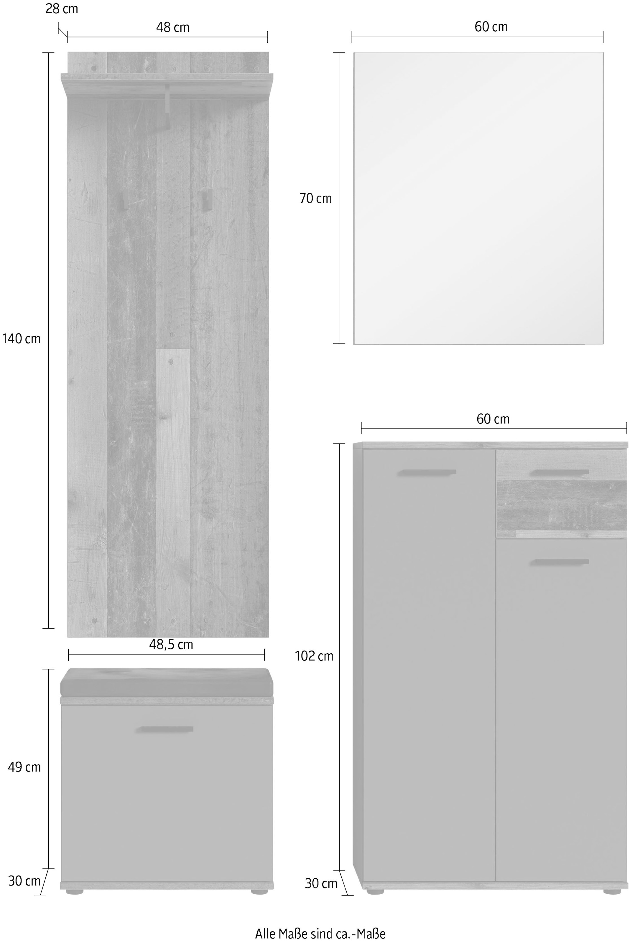 byLIVING Garderoben-Set »Jakob« 4 Stk. tlg.