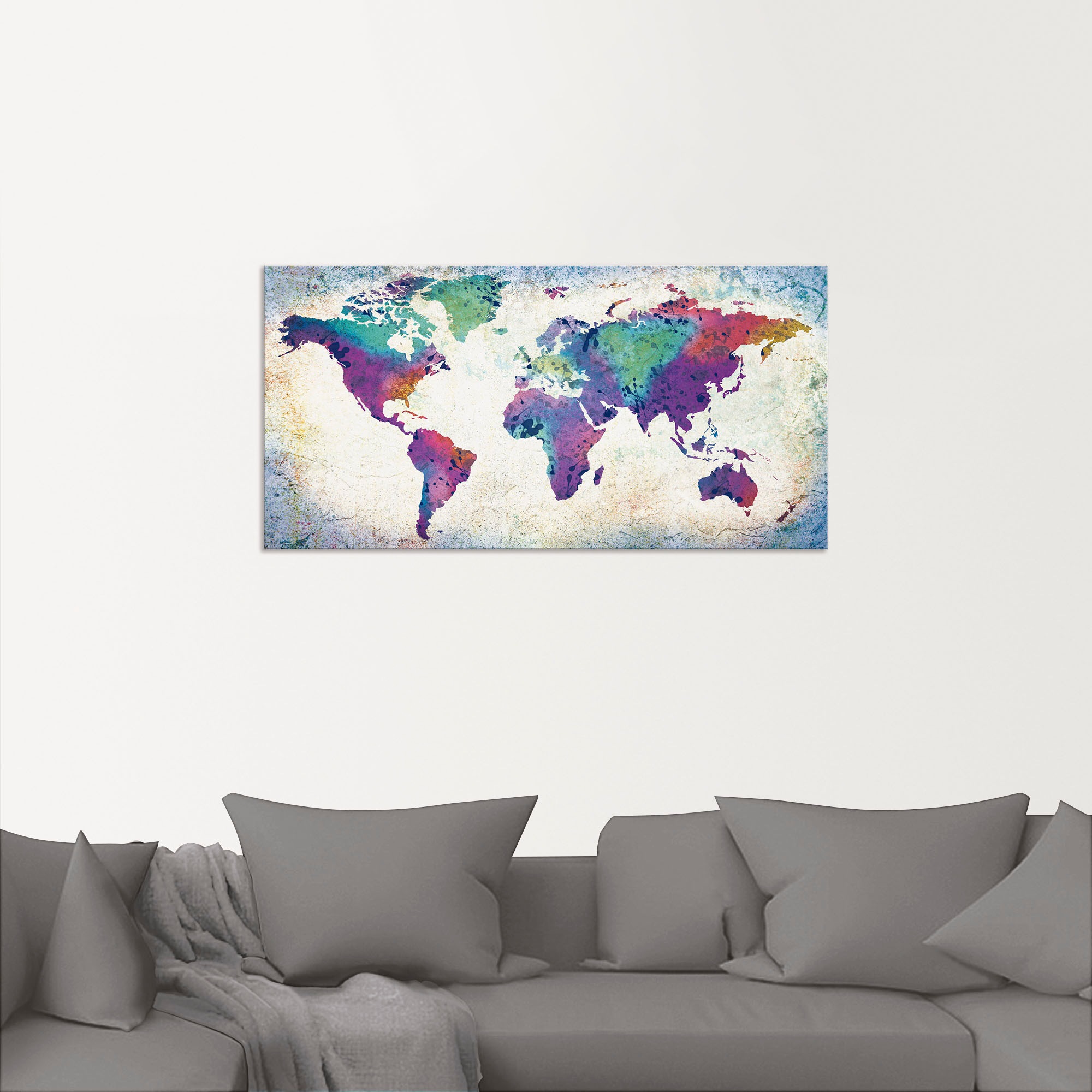 Artland Wandbild »bunte Weltkarte«, Land- & Weltkarten, (1 St.), als Alubild, Outdoorbild, Leinwandbild, Poster, Wandaufkleber