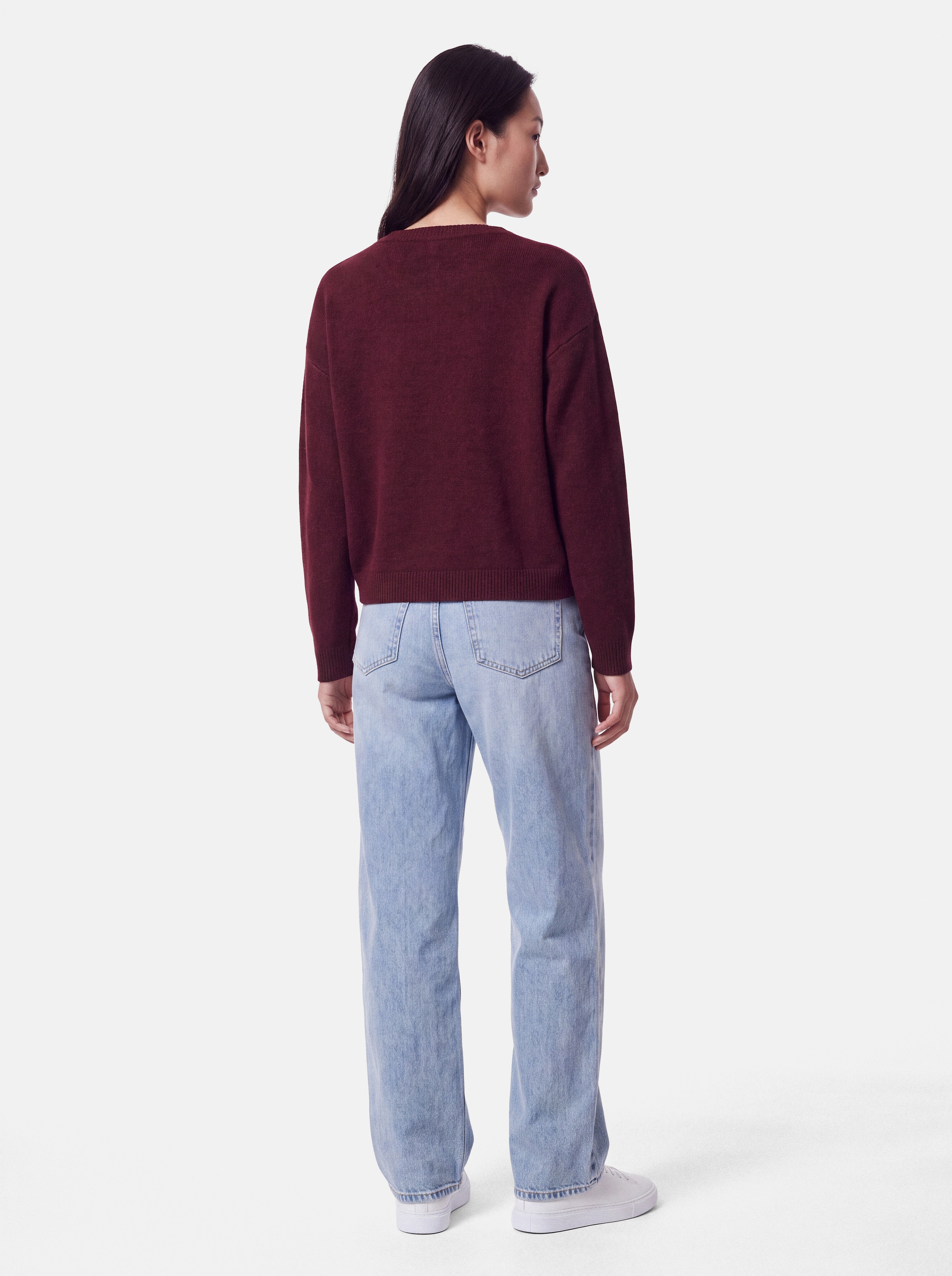 pieces Rundhalspullover »PCSALLY LS O-NECK KNIT NOOS BC« Materialmix