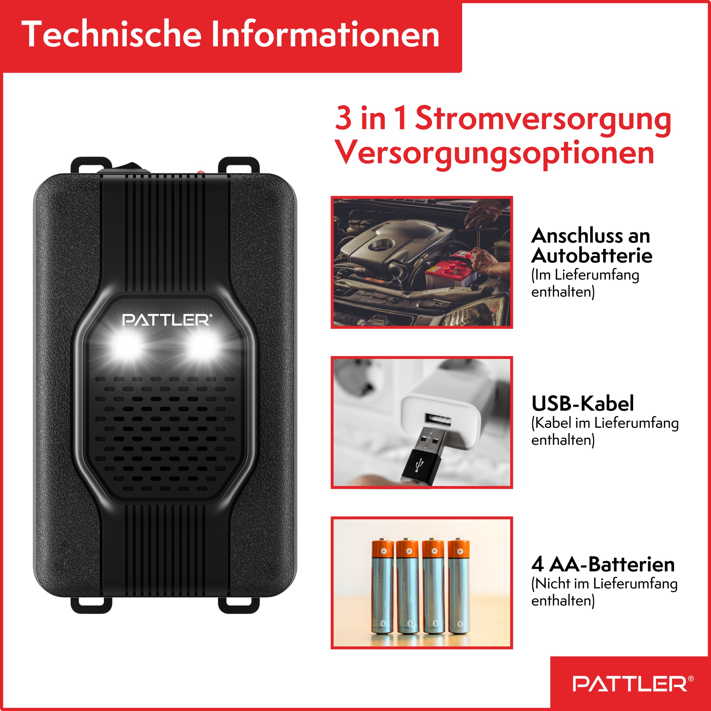 Pattler Ultraschall-Tierabwehr »Marderschreck fürs Auto mit Blitzlicht« 1 Gerät