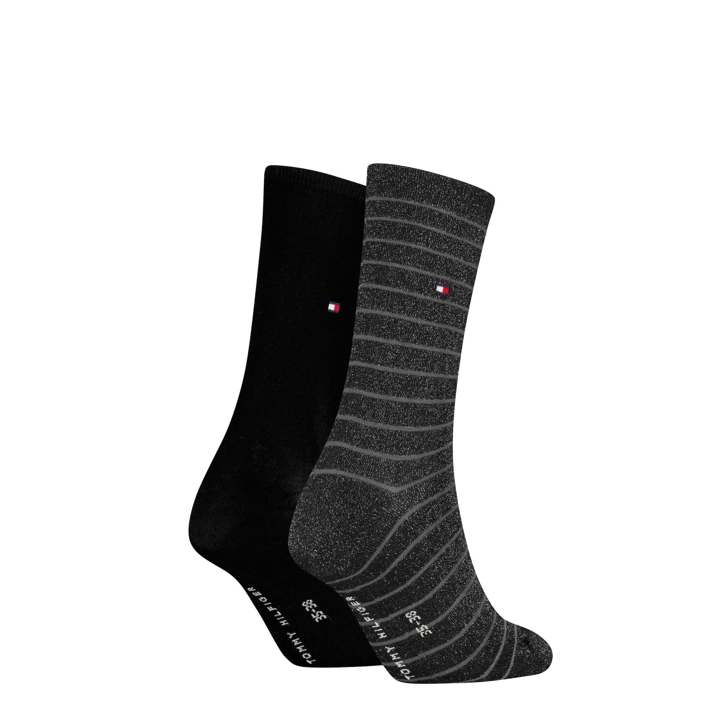 Tommy Hilfiger Socken »TH WOMEN SOCK 2P SMALL STRIPE« 2 Paar, 2 Paar tlg. mit schmalem Rippenbündchen, meliert, gestreift