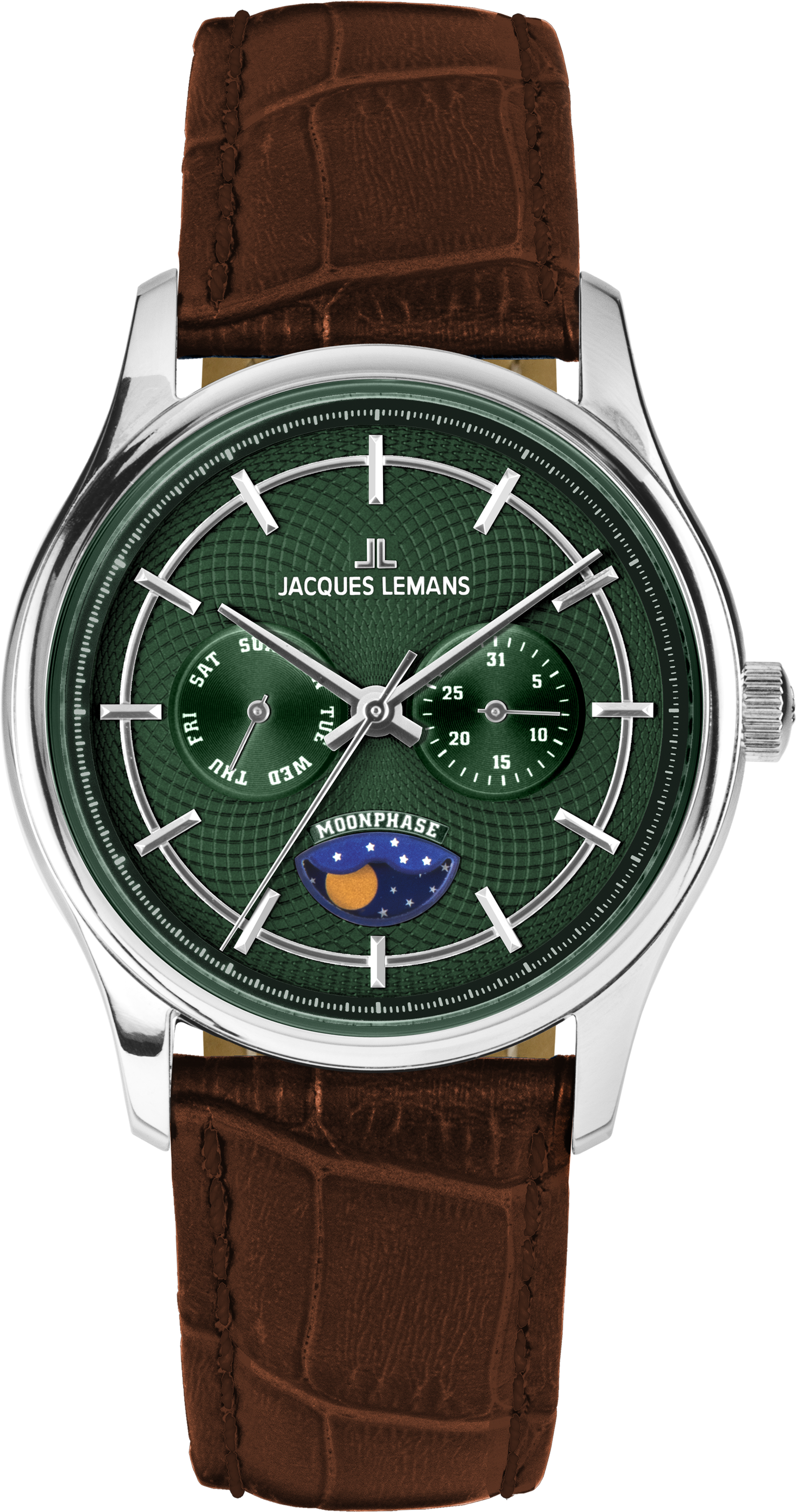Jacques Lemans Quarzuhr »Derby« Armbanduhr, Herrenuhr, analog, Wochentag, Mondphase
