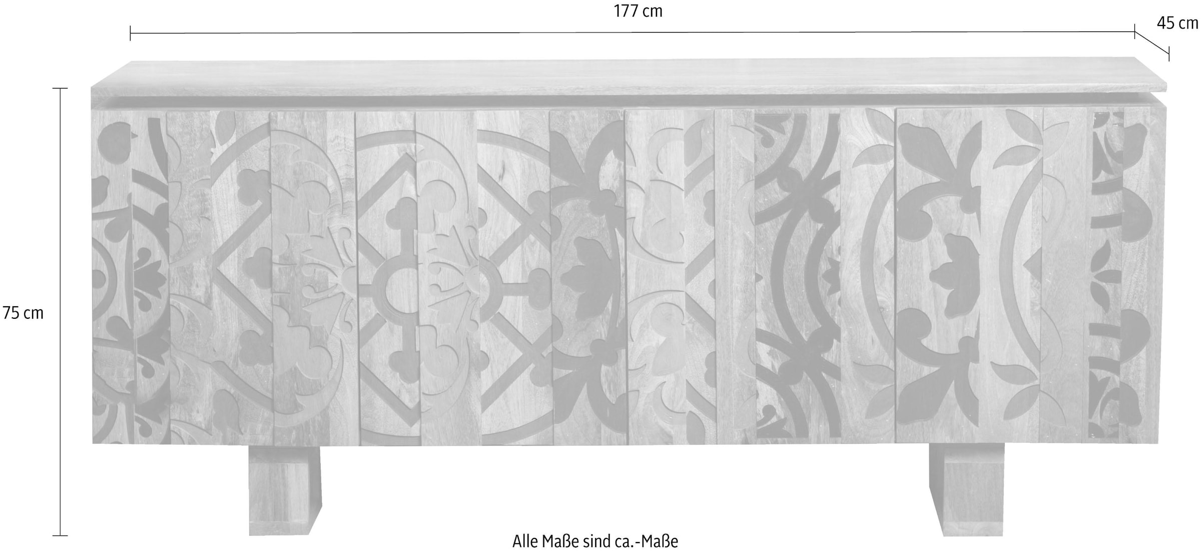 Home affaire Sideboard »Layer«, mit 4 sehr schöne dekorative Türen, Breite 177 cm