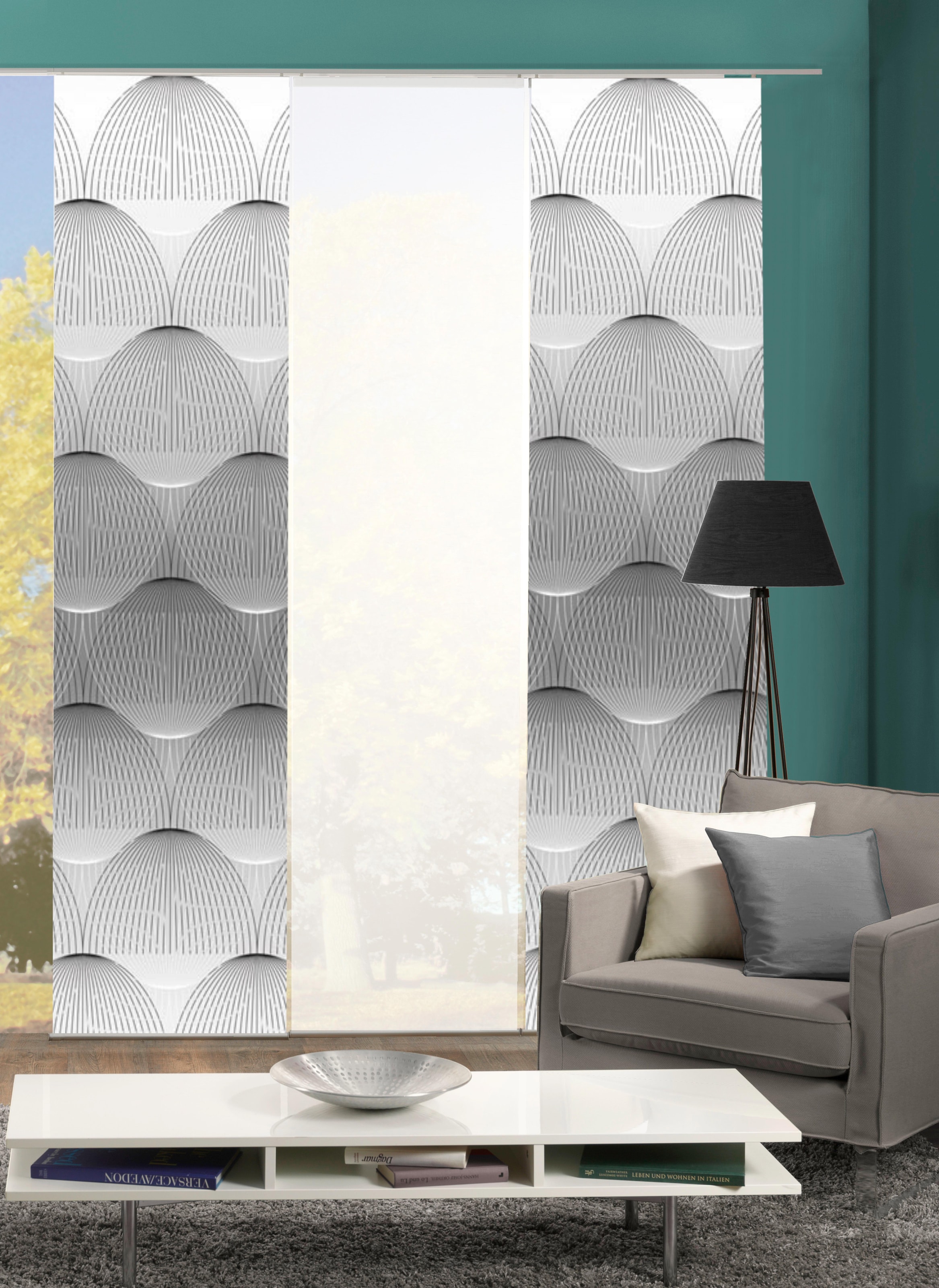 HOME WOHNIDEEN Schiebegardine »BENARIS« Klettband 3 Stk. tlg. HxB: 245x60, inkl. Befestigungszubehör