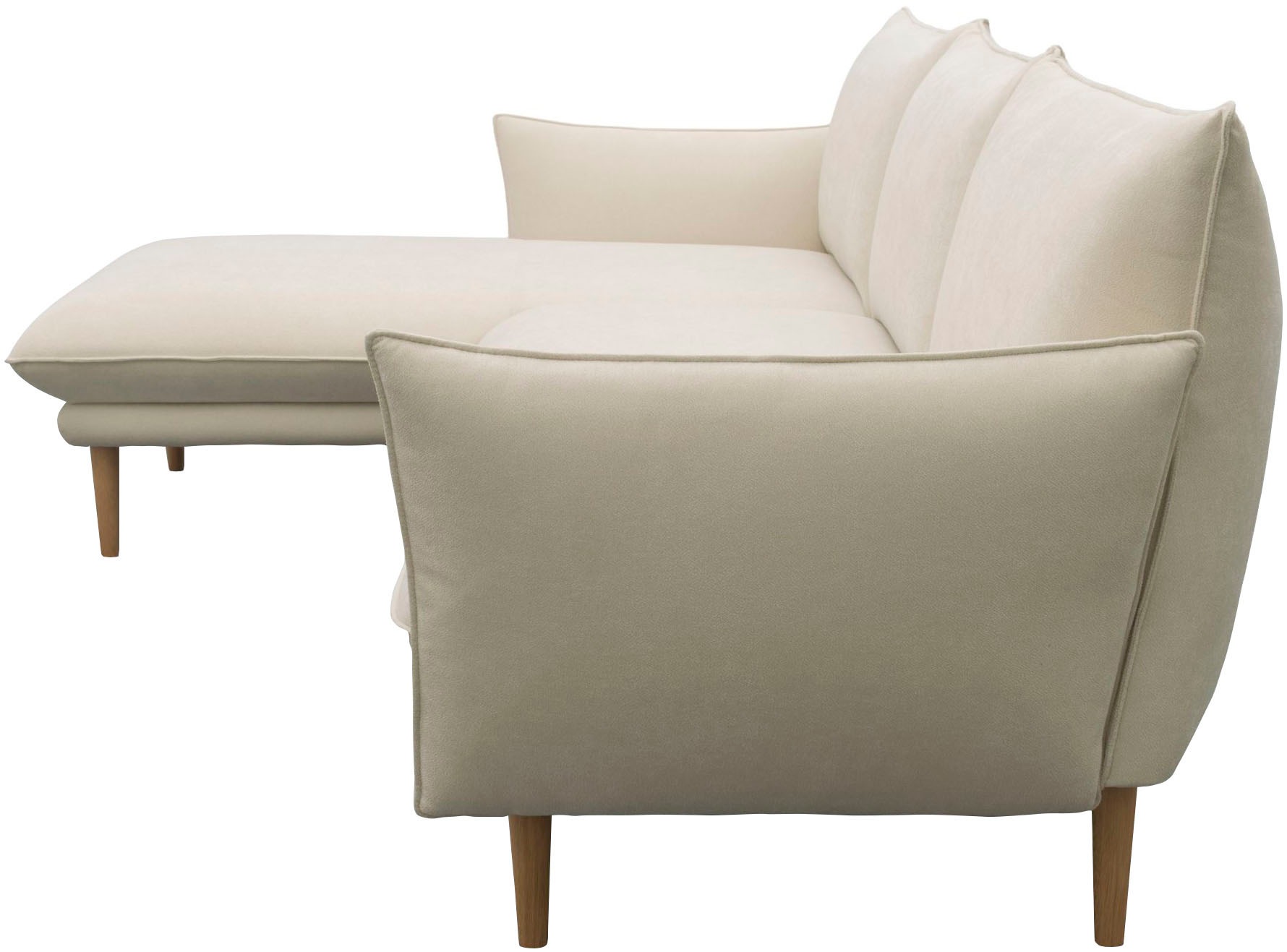 DOMO collection Ecksofa »Leuven modern mit schmalen Armlehnen, Breite 282 cm, L-Form« angenehm feste Polsterung, bodenfrei, 19 cm hohe Holzfüße