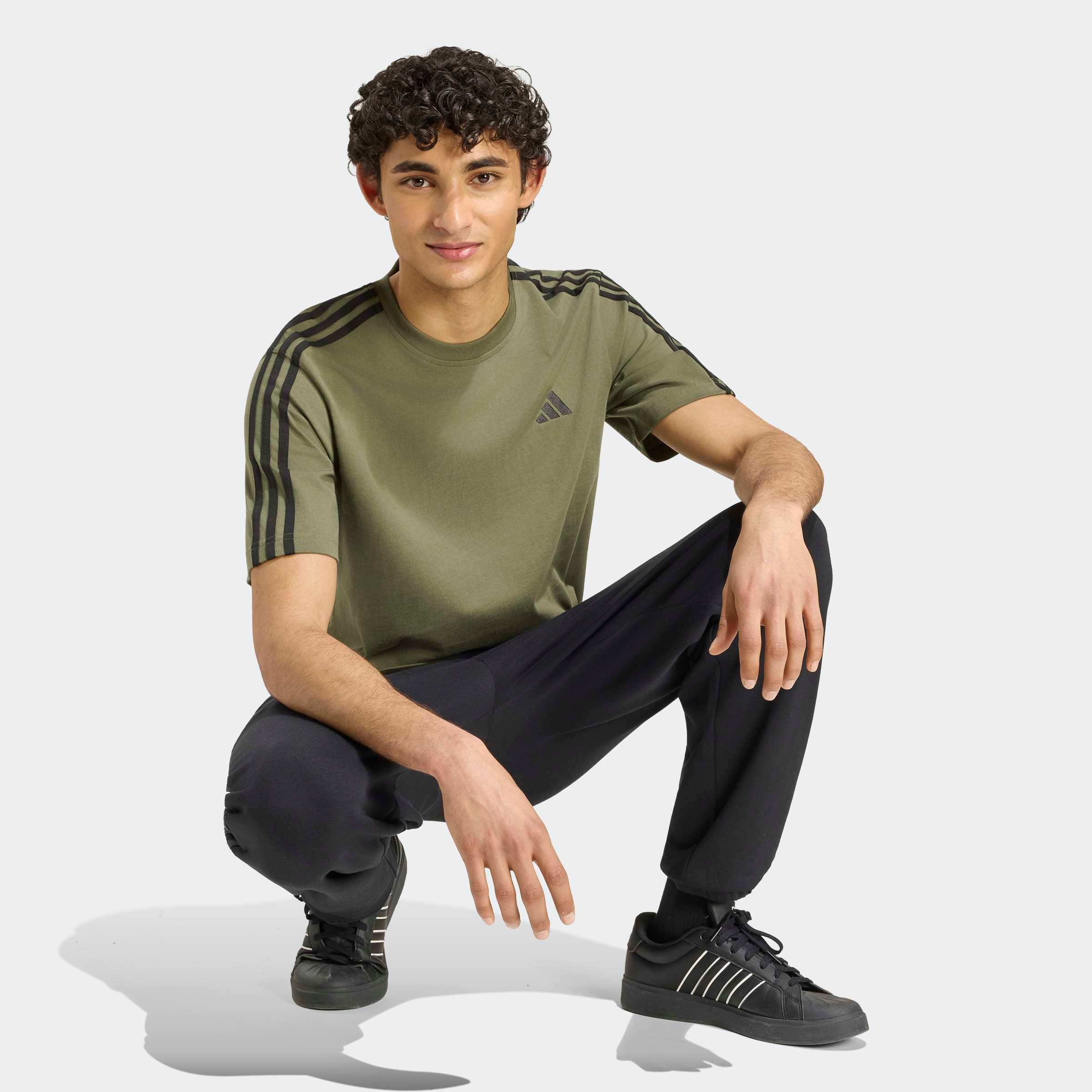 adidas Sportswear T-Shirt »ESSENTIALS 3-STREIFEN, SINGLE JERSEY, BRANDING LINKE SCHULTER«