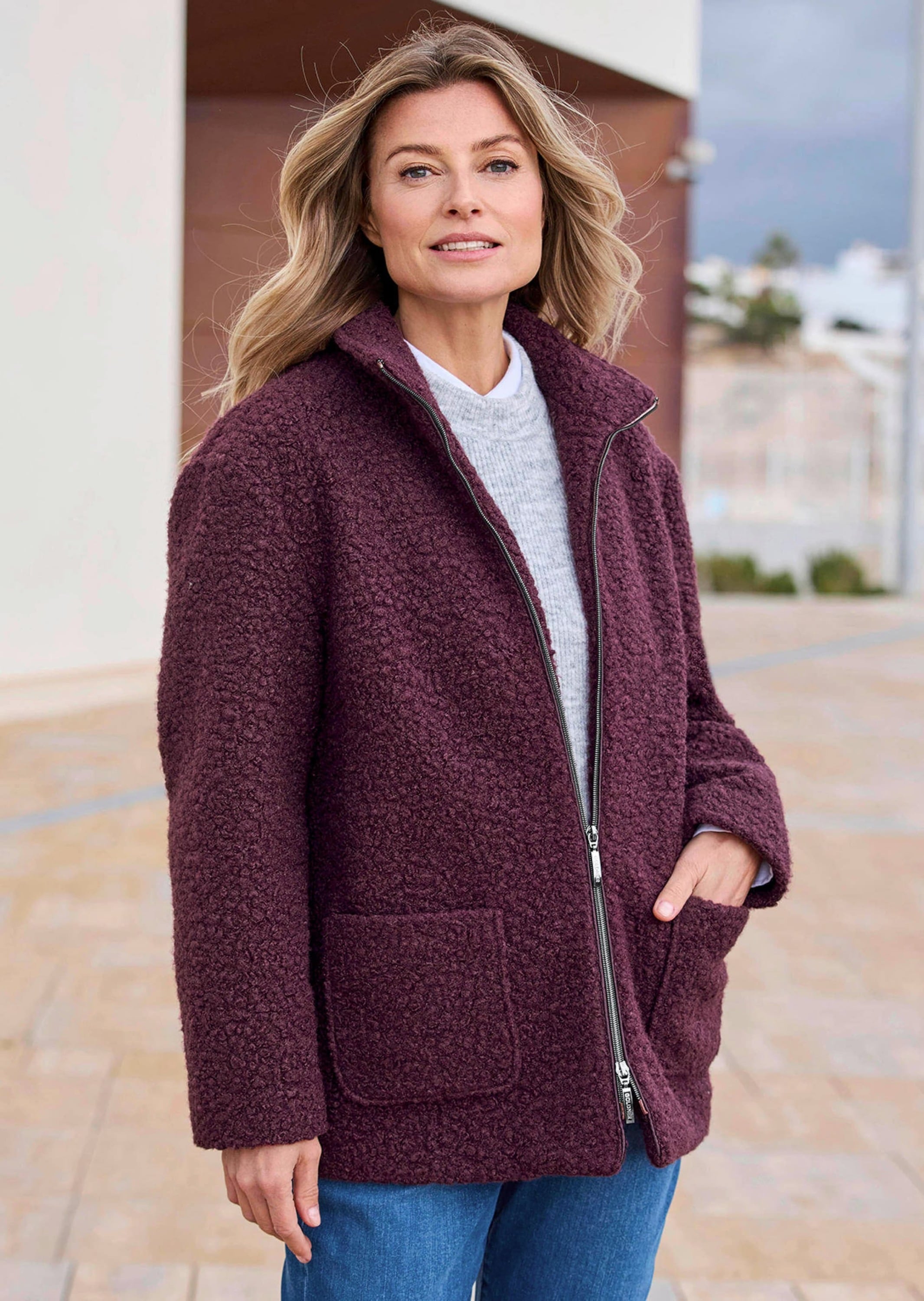 GOLDNER Blouson »Kurzgröße Teddy Jacke mit Stehkragen«