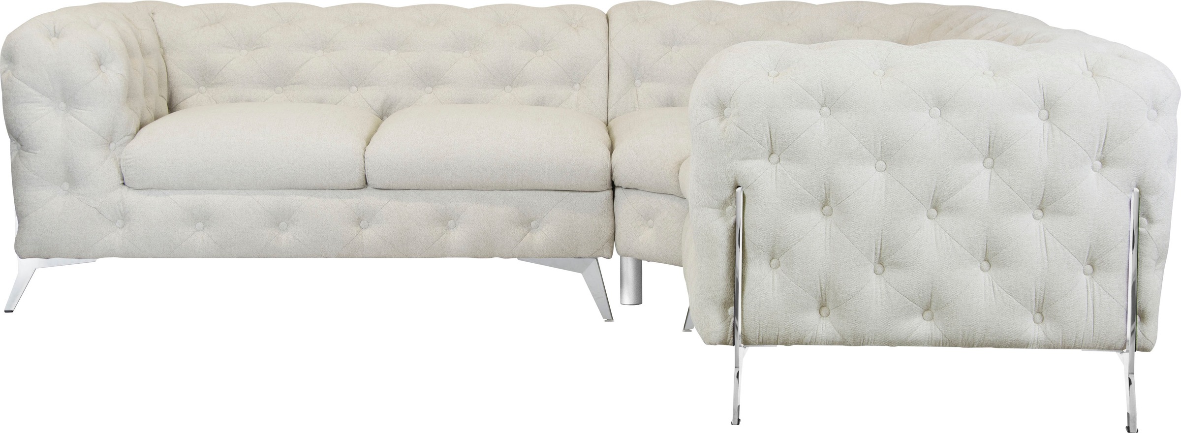 Leonique Chesterfield-Sofa »Amaury L-Form«, moderne Chersterfield-Optik, Breite 262 cm, Fußfarbe wählbar