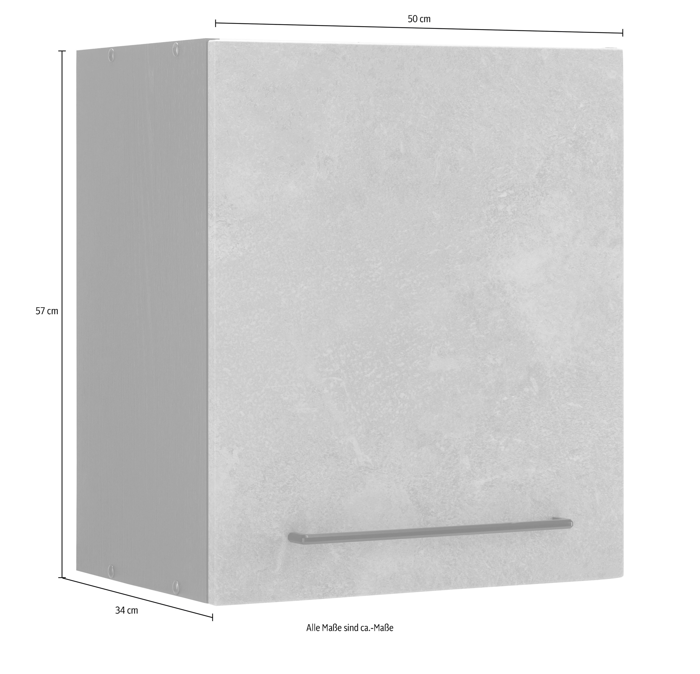 KOCHSTATION Hängeschrank »KS-Tulsa«, 50 cm breit, 57 cm hoch, 1 Tür, schwarzer Metallgriff, MDF Front