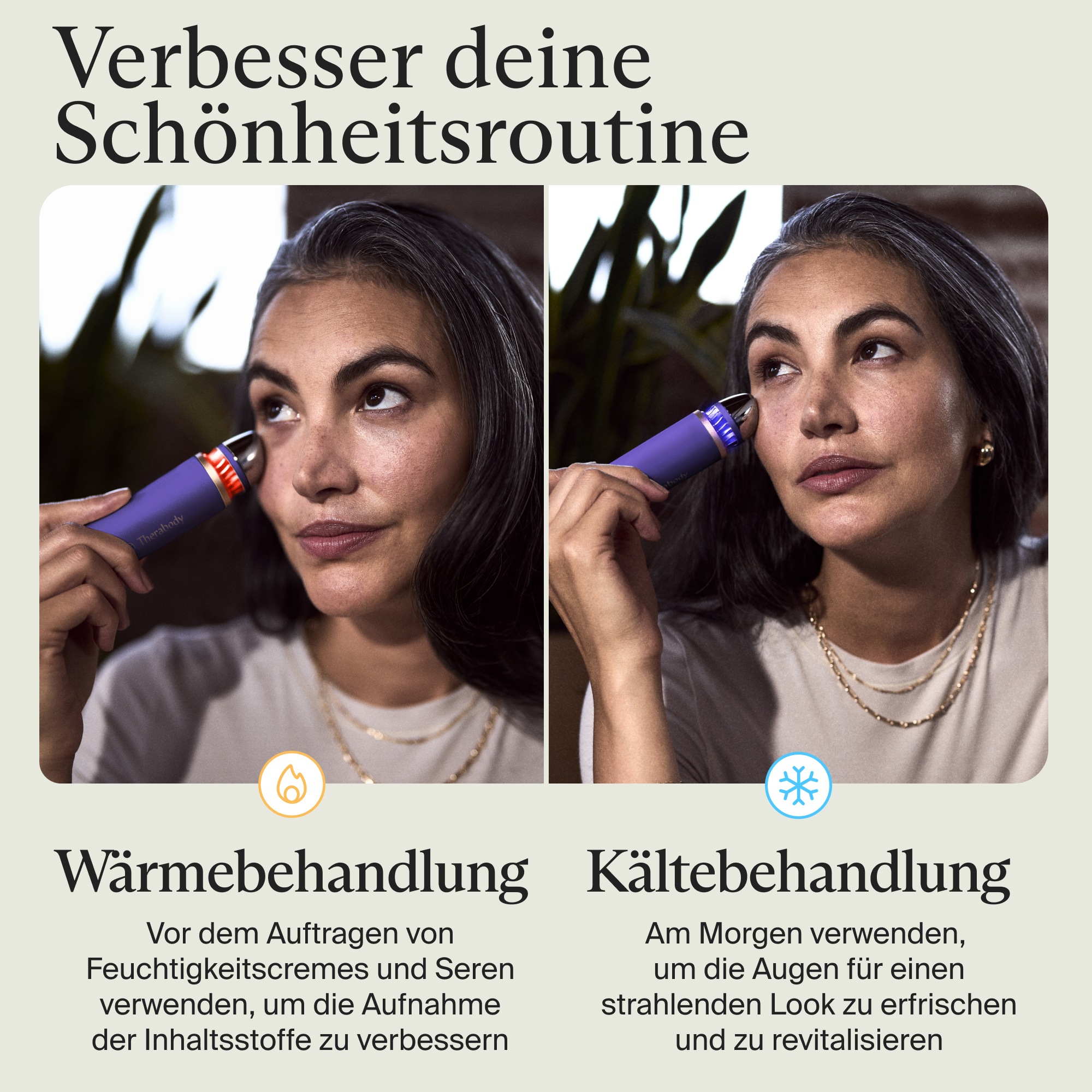 Therabody Anti-Aging-Gerät »Theraface Depuffing Wand Kälte- und Wärmebehandlungen für das Gesicht« Verbessert die Strahlkraft, reduziert Augenringe und Schwellungen