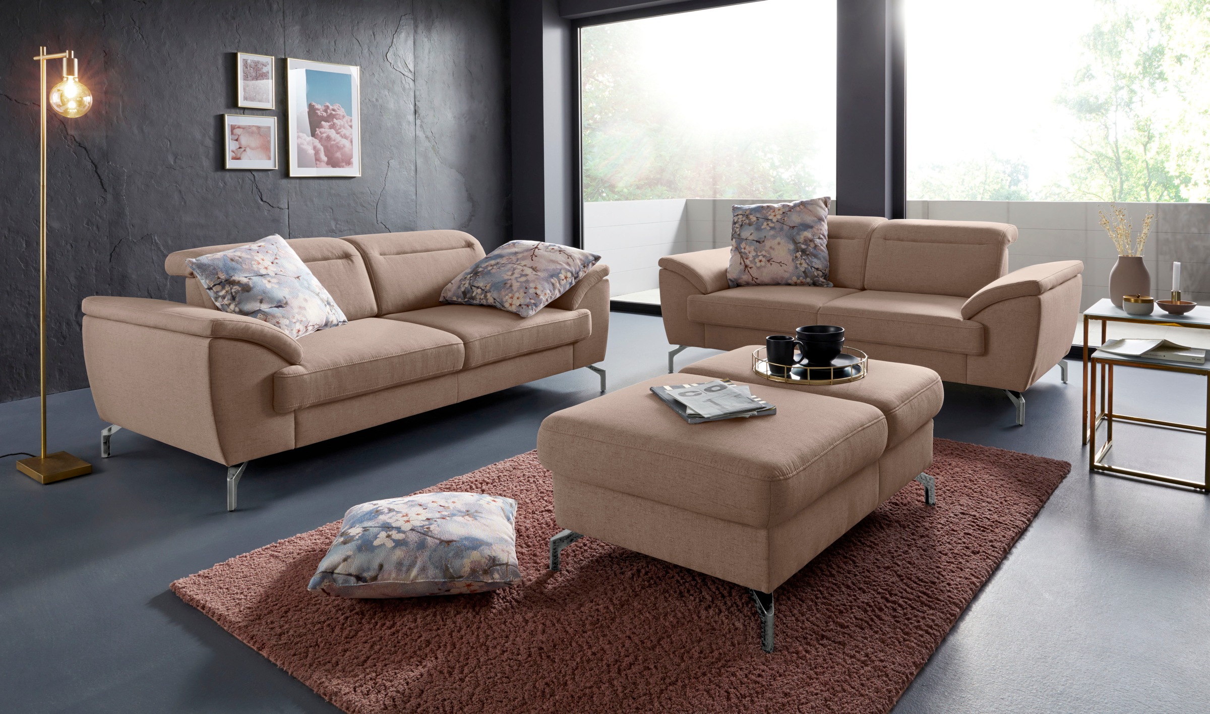 sit&more Hocker »Percy«, Fußhöhe 15cm, mit Klappfunktion, wahlweise in 2 Fußfarben