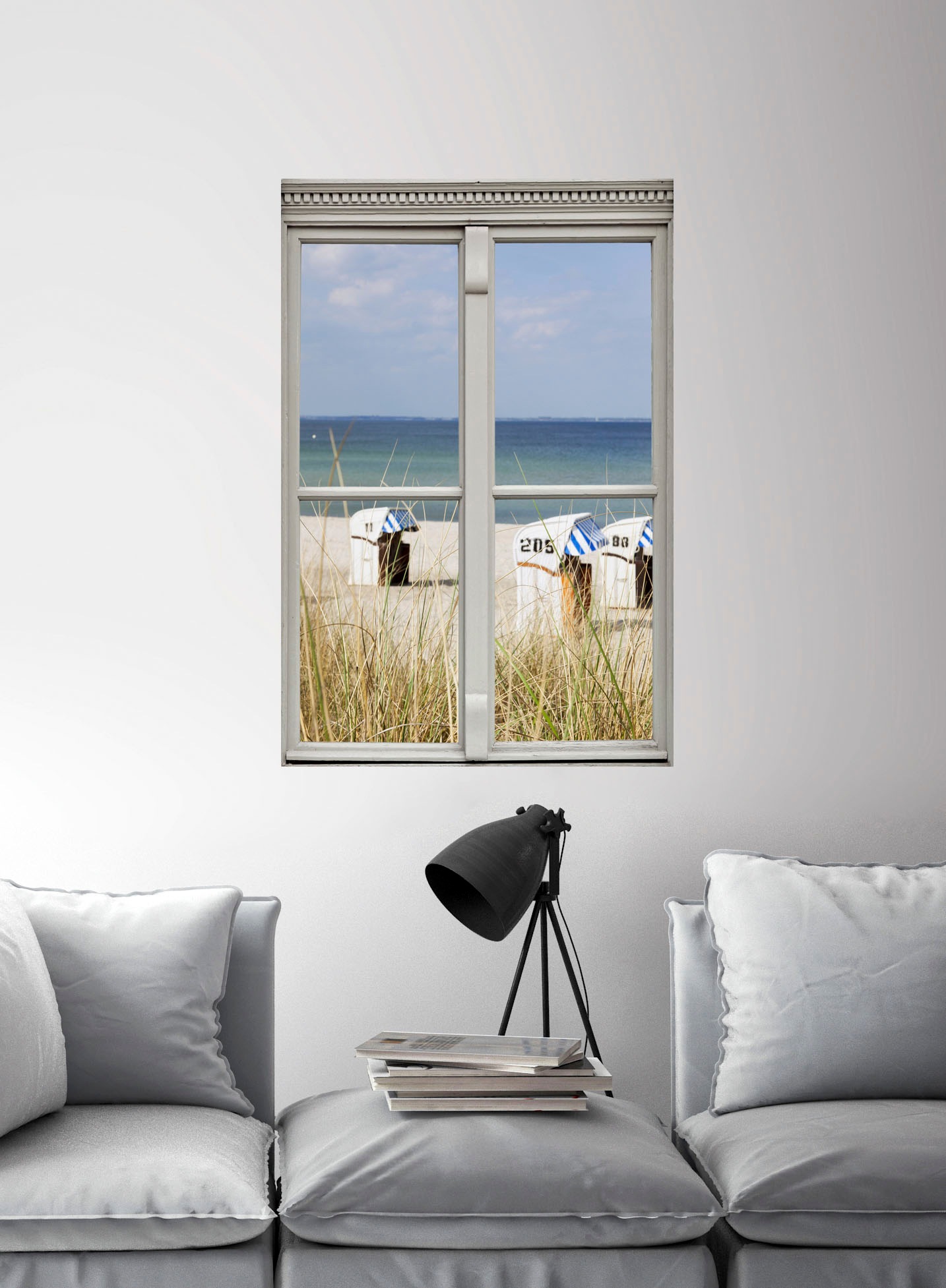 queence Wandsticker »Strandkörbe« Wandsticker, Wandbild, selbstklebend, 3D, Fenster