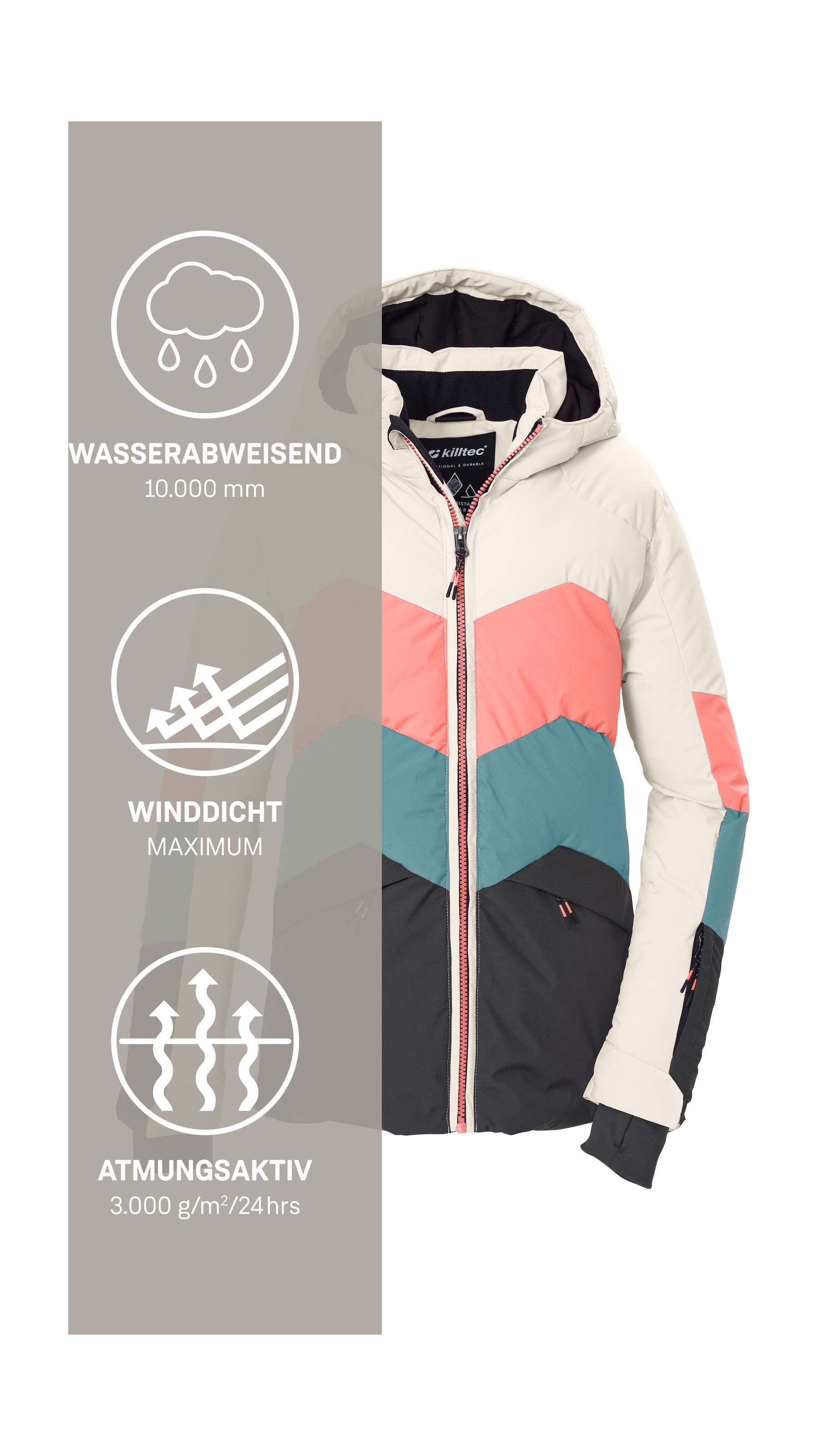 Killtec Skijacke »KSW 195 GRLS SKI JCKT« Winddichte, wasserabweisende Kinder-Ski-Steppjacke mit Schneefang