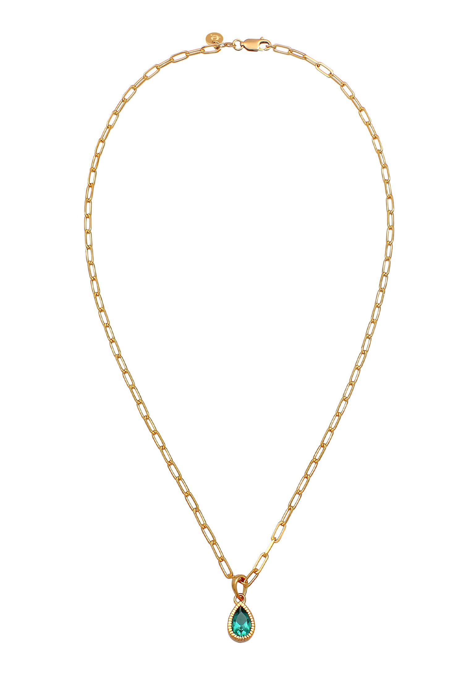 Elli Premium Silberkette »Halskette Tropfen Quarz Grün Gliederkette 925 Silber«