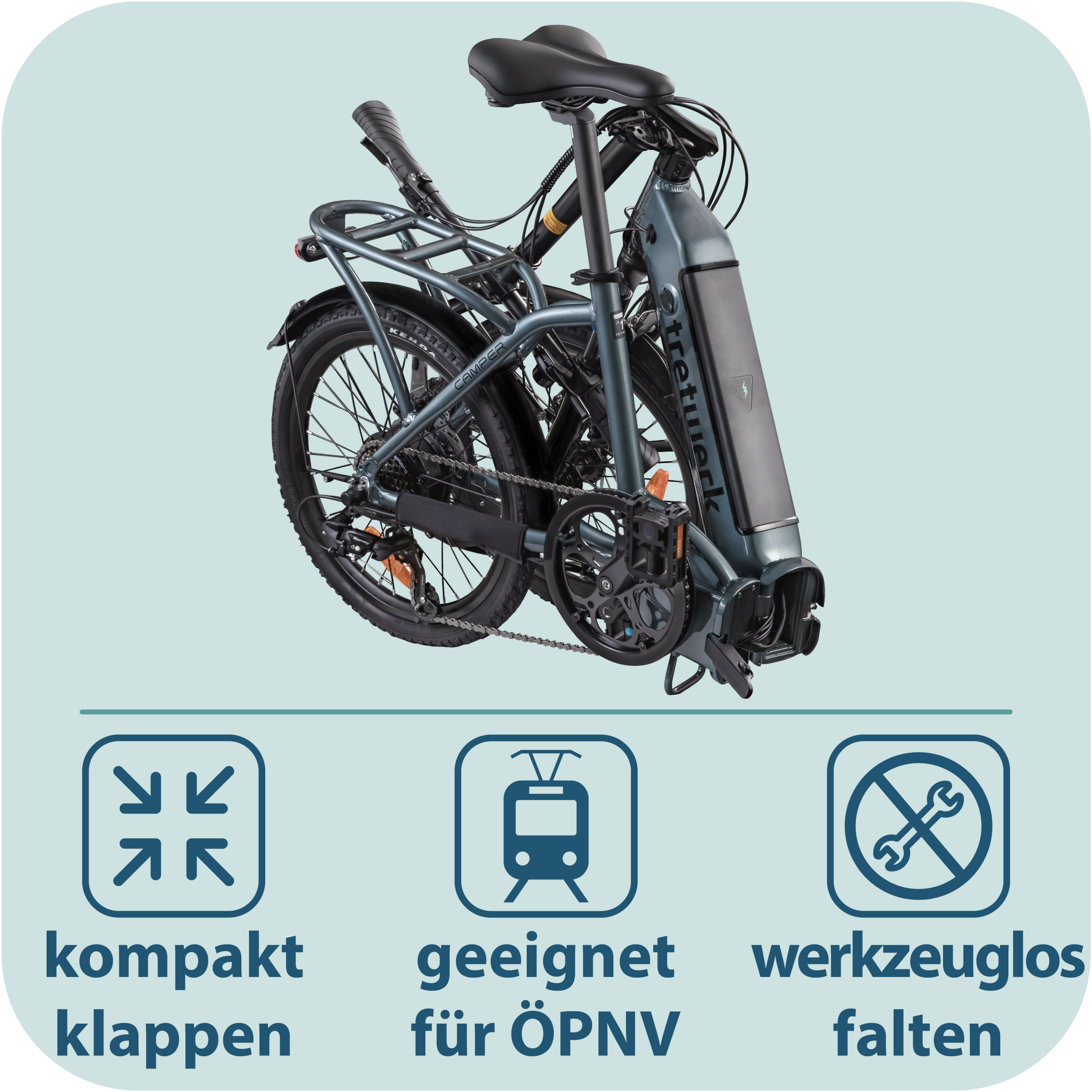 Tretwerk »Camper« 7 Gang Shimano Tourney TY300 Schaltwerk Kettenschaltung Heckmotor 250 W
