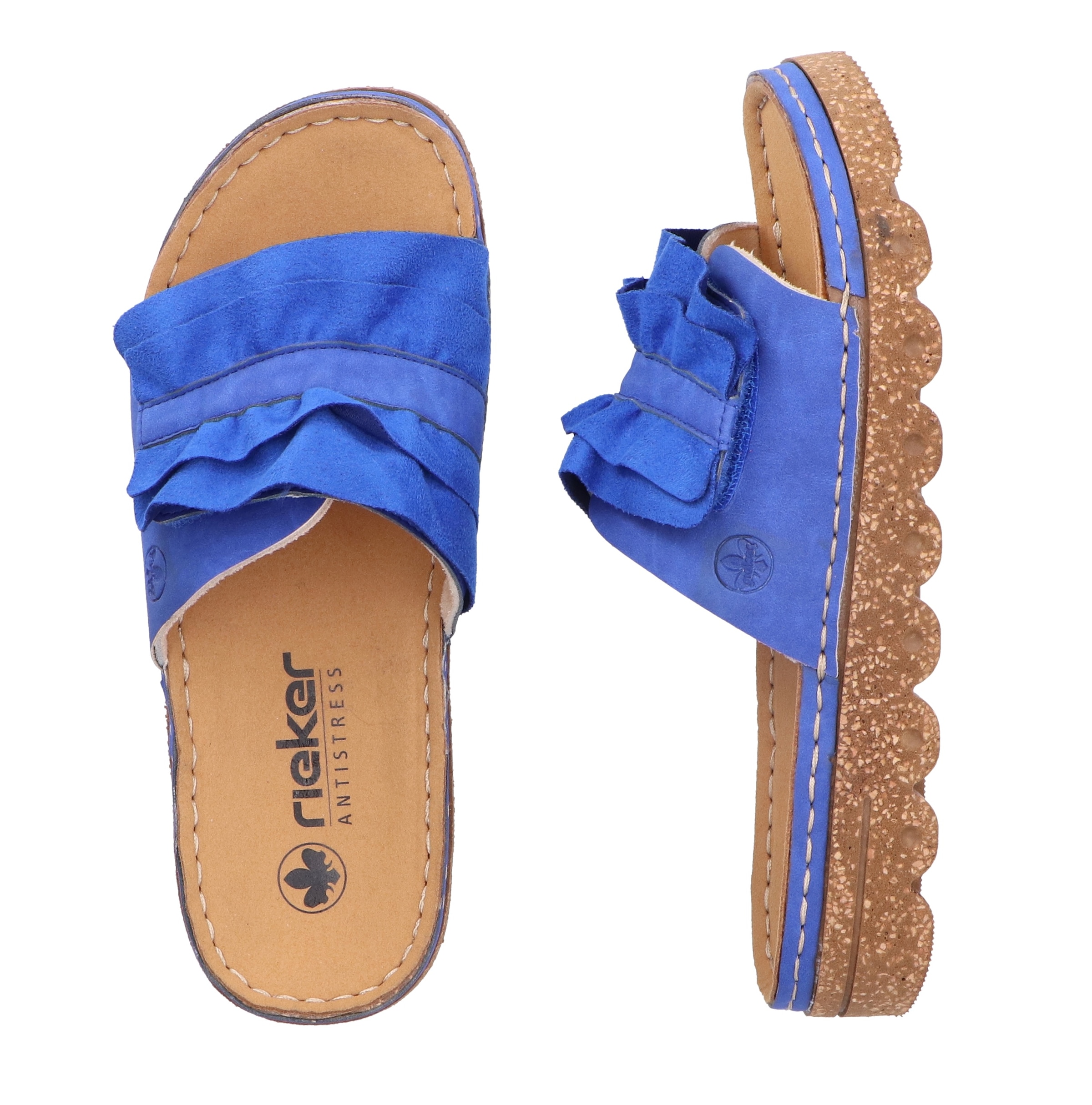 Rieker Pantolette, Sommerschuh, Strandschuh, Hausschuh mit modischer Plateausohle