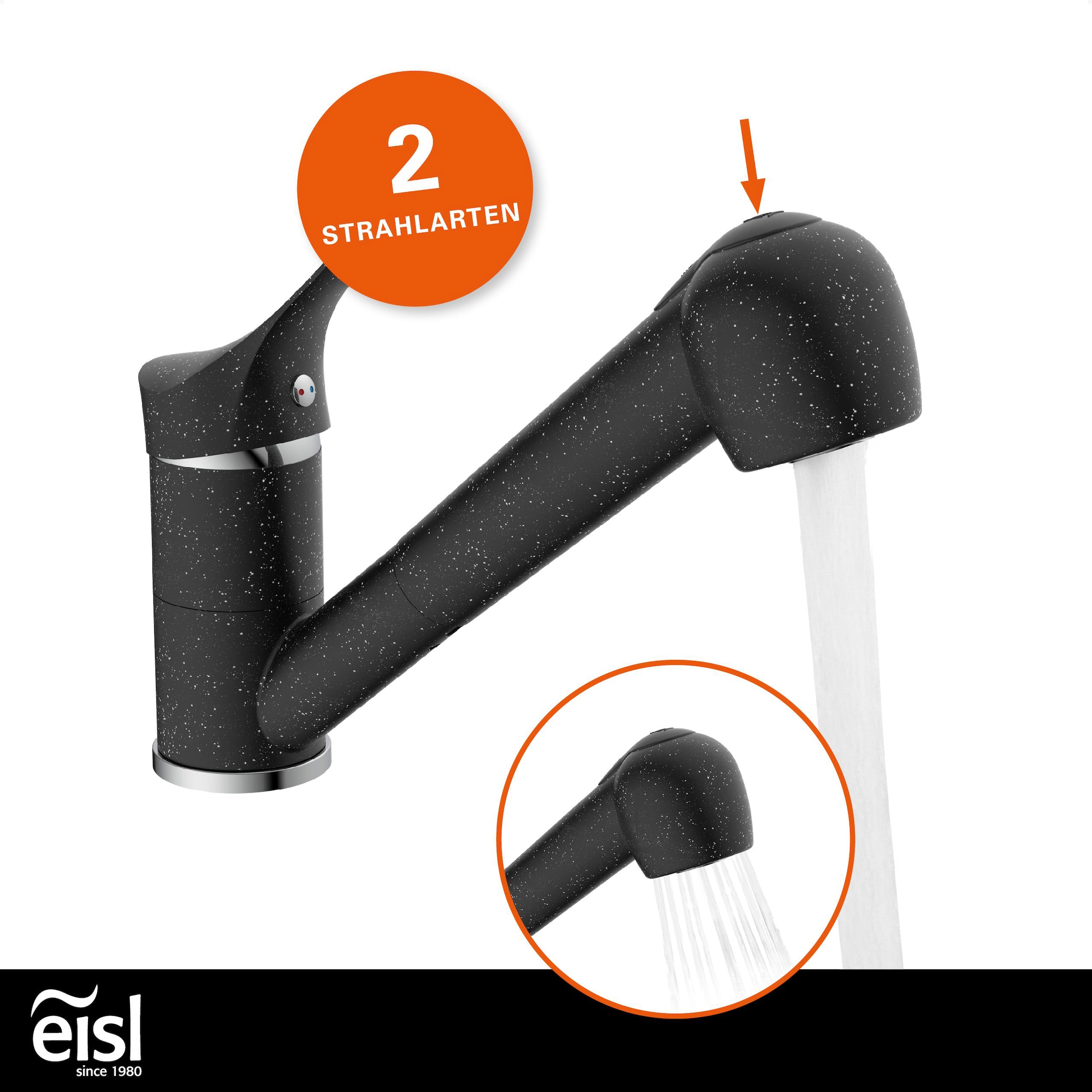 Eisl Spültischarmatur »GRANIT« herausziehb. 2-fach verstellb. Geschirrbrause, schwenkb. Auslauf 360°