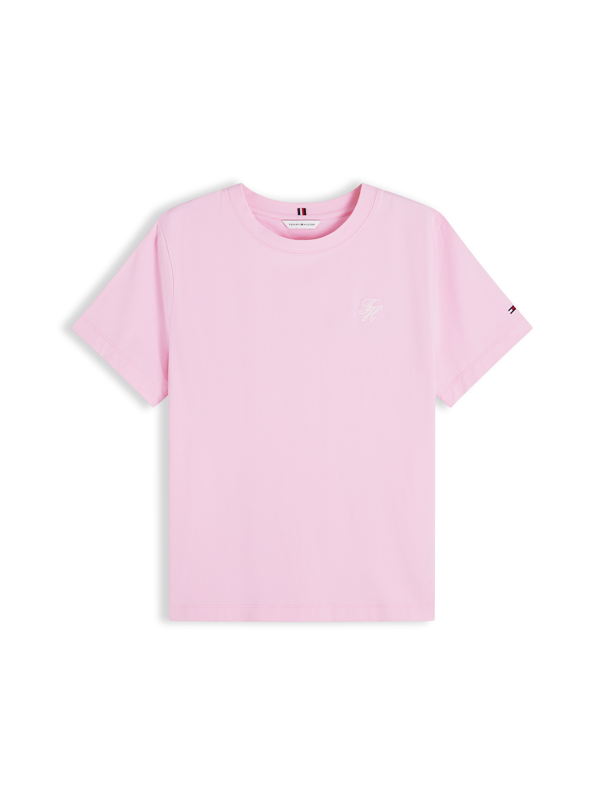 Tommy Hilfiger Kurzarmshirt »TH SCRIPT REG C-NK SS TEE« Baumwollmischung, regular fit