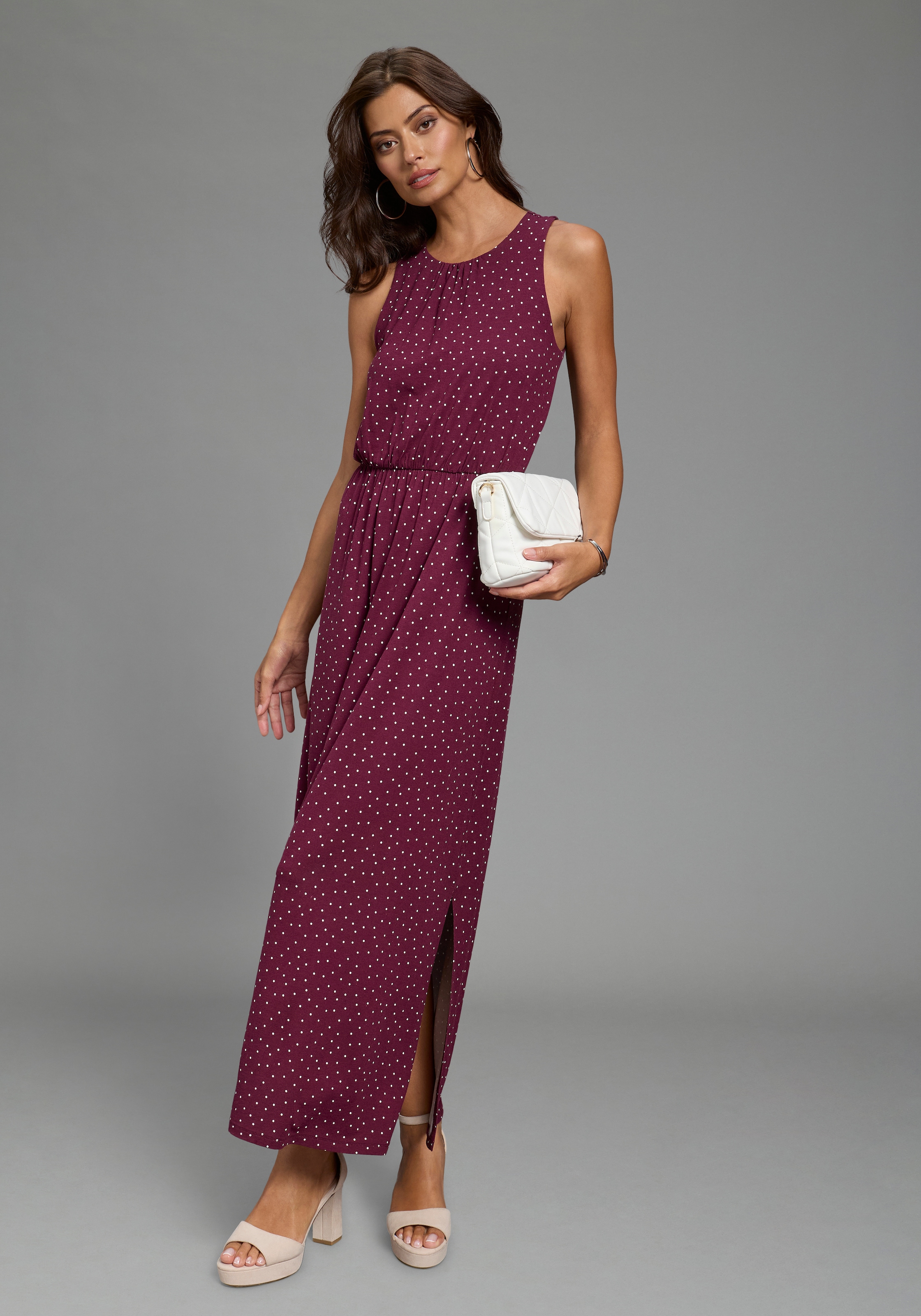 Laura Scott Sommerkleid bodennah geschnitten, aus Single Jersey, geblümt oder gepunktet