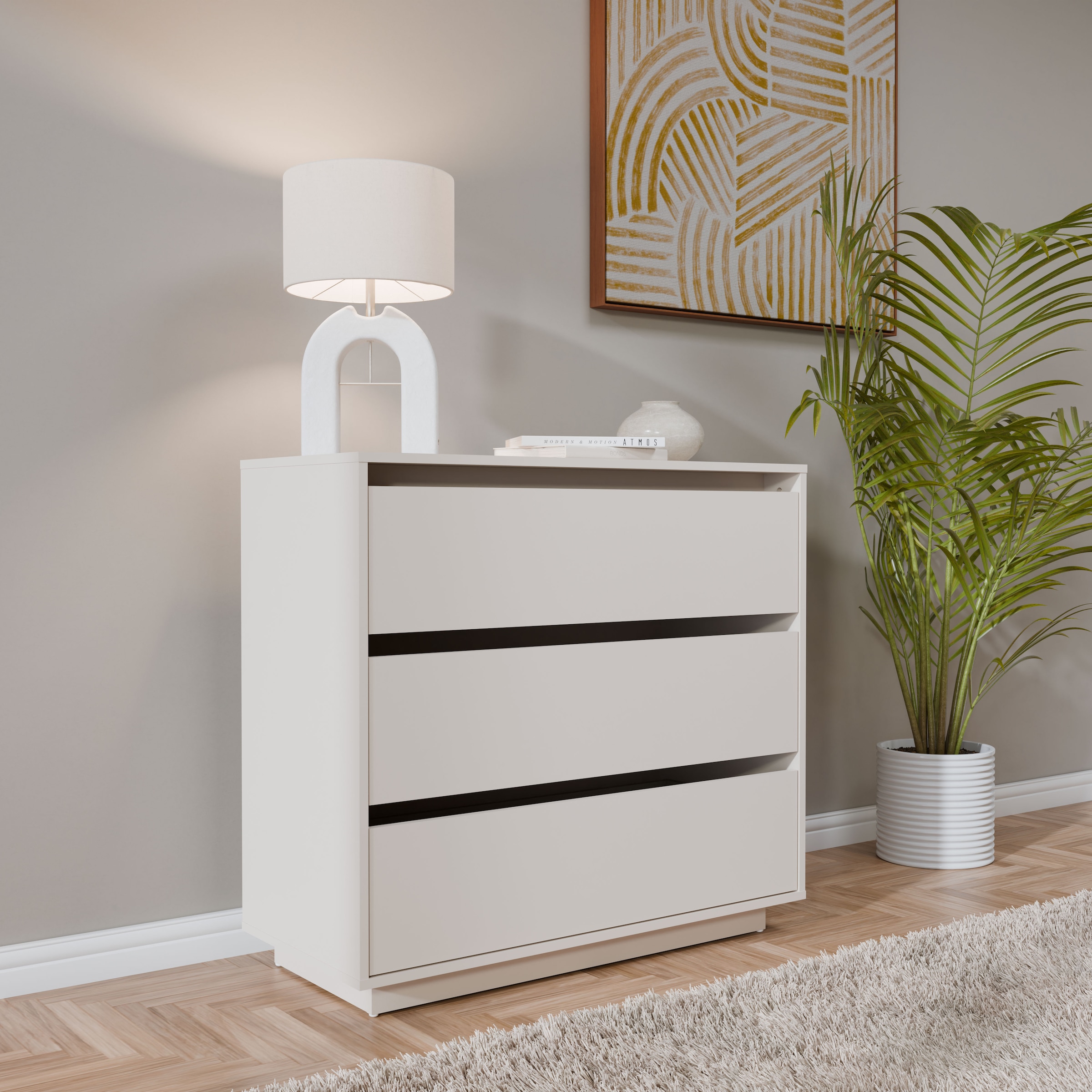 FORTE Kommode »Tahoe Kommode, 3 Schubkästen, grifflos, Stauraum« B/H/T 93,5/86,7/41,4 cm viel Stauraum