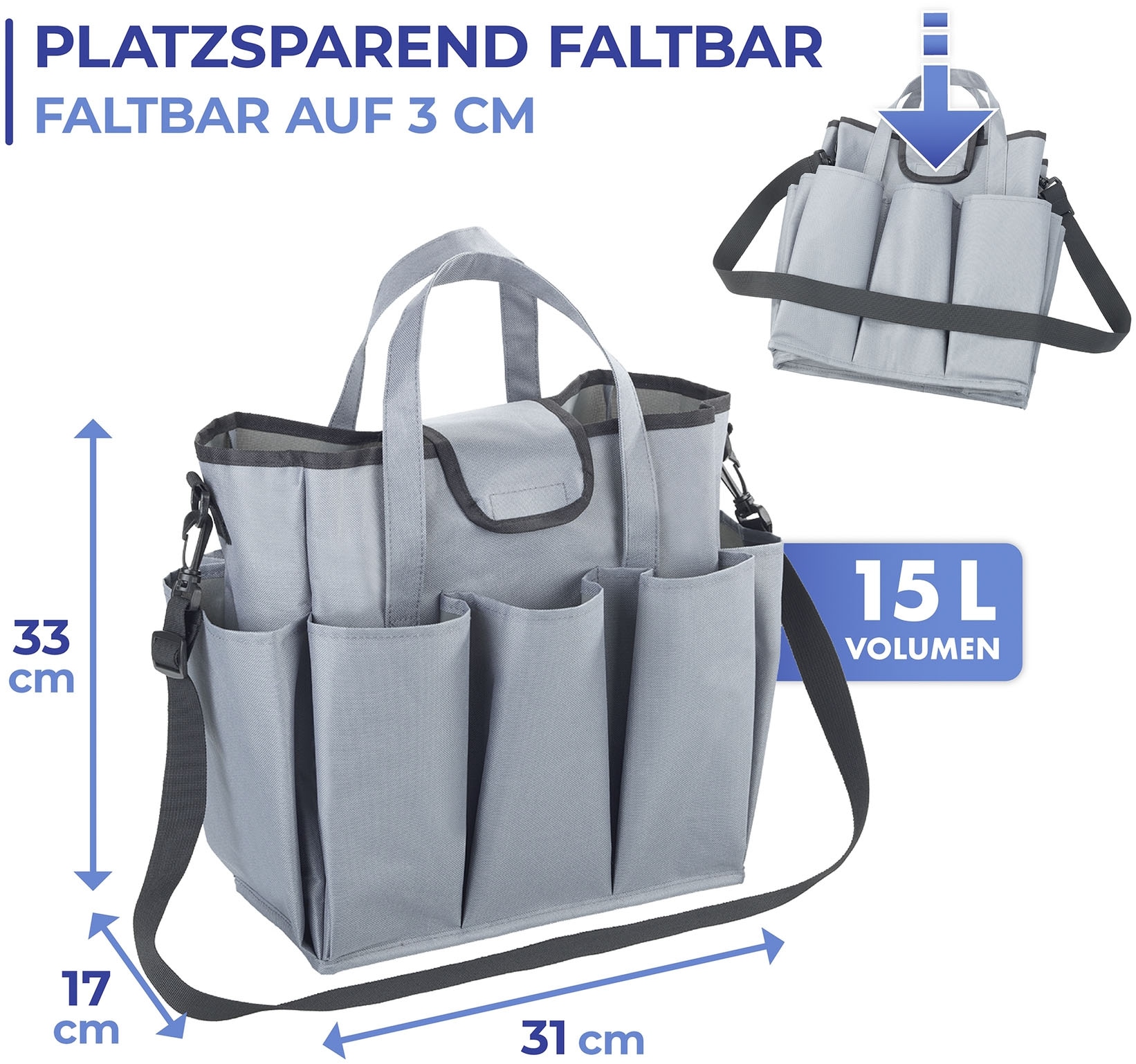 Maximex Organizer »Universal-Caddy 8 Taschen«, faltbare Tragetasche für zuhause und unterwegs, 15 Liter