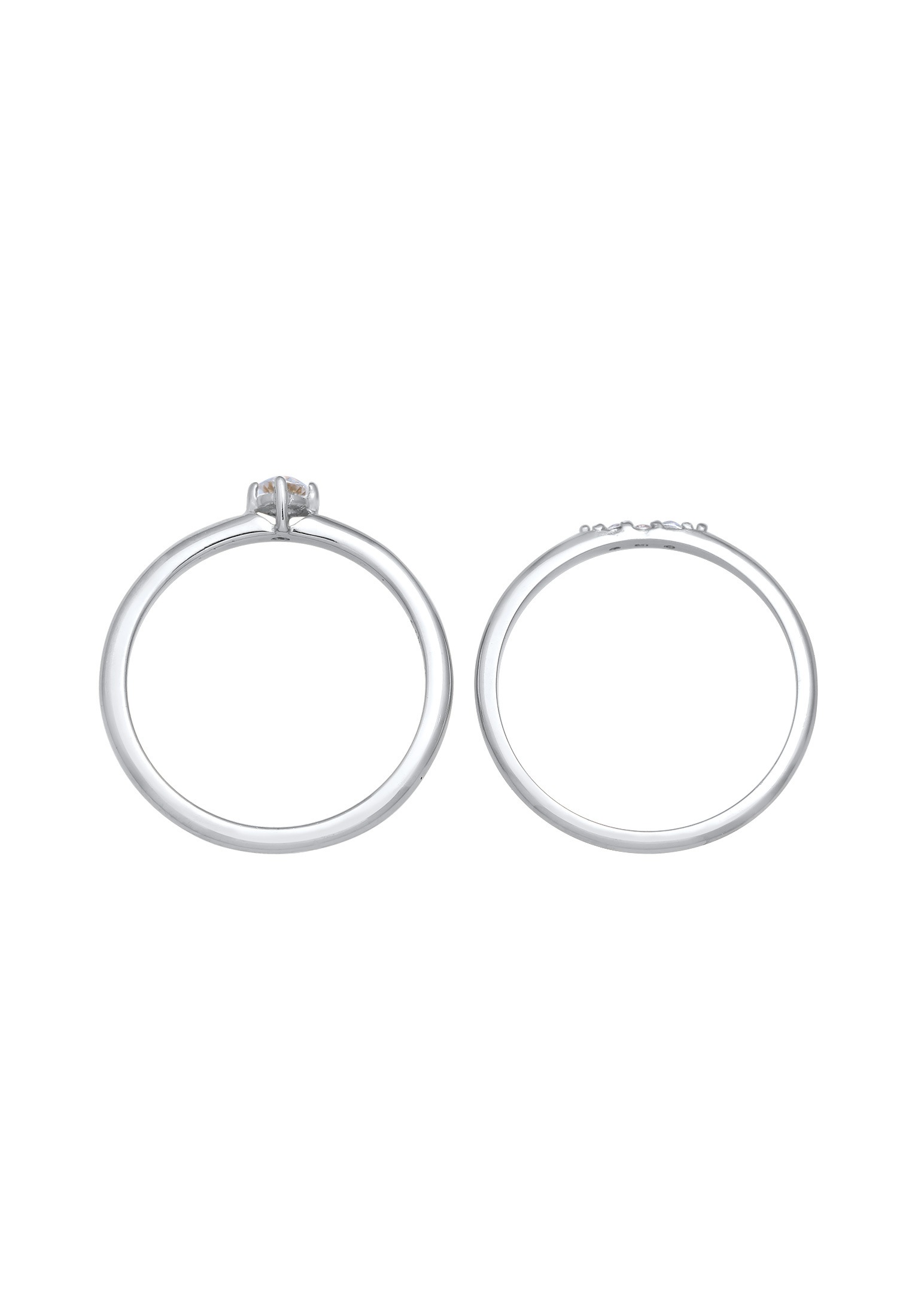 Elli Ring-Set »Ring Zirkonia Solitär Trend Set 925 Silber«