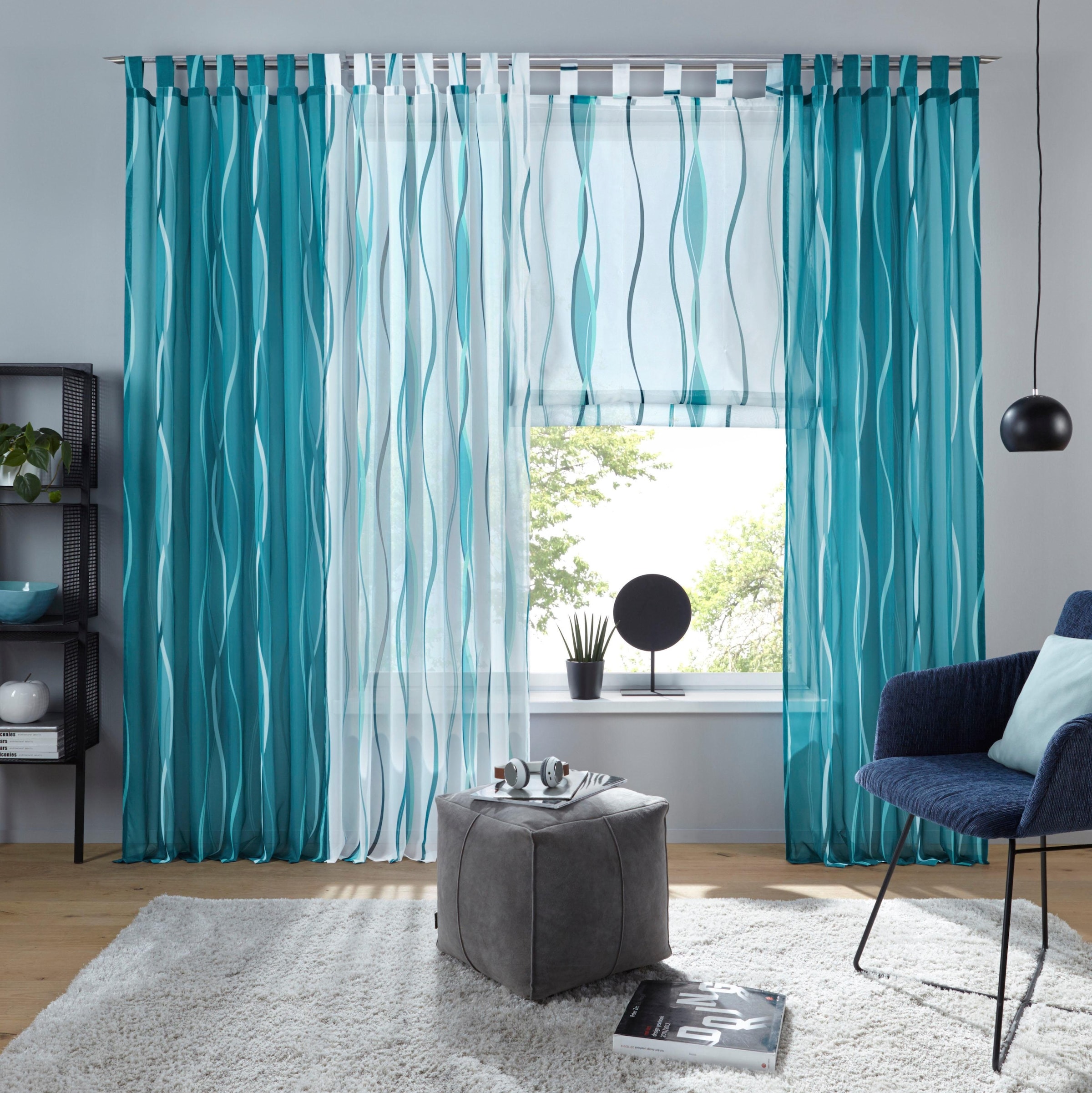 my home Raffrollo »Dimona«, mit Schlaufen, Transparent, Voile, Polyester