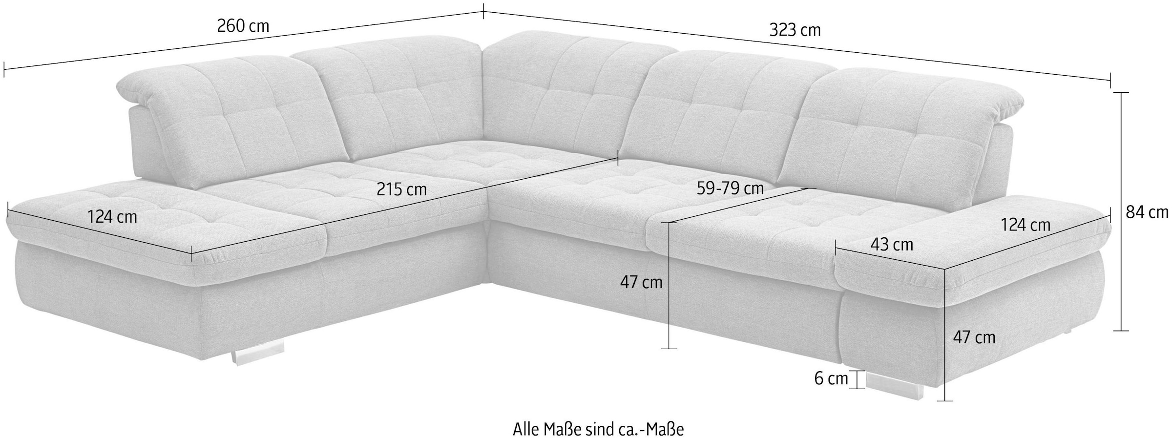 Die PlanBar Ecksofa »MP-IN17004 L-Form, Breite 323 cm, mit Federkern-Polsterung« inkl. Sitztiefenverstellung, wahlweise weitere Funktionen