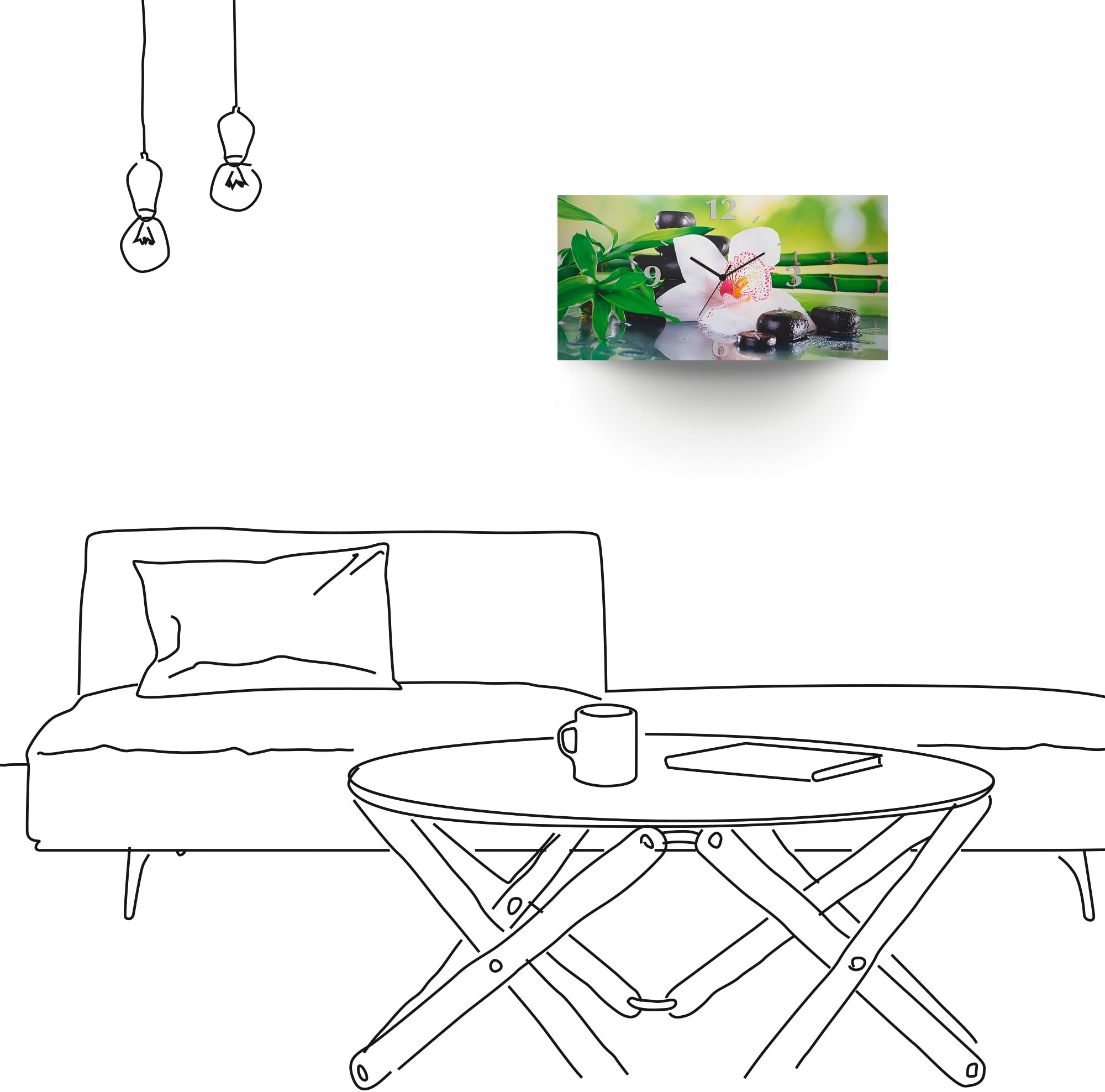 Artland Wanduhr »Spa Steine Bambus Zweige Orchidee«, 3D Optik gebogen, mit Quarz- oder Funkuhrwerk, versch. Größen