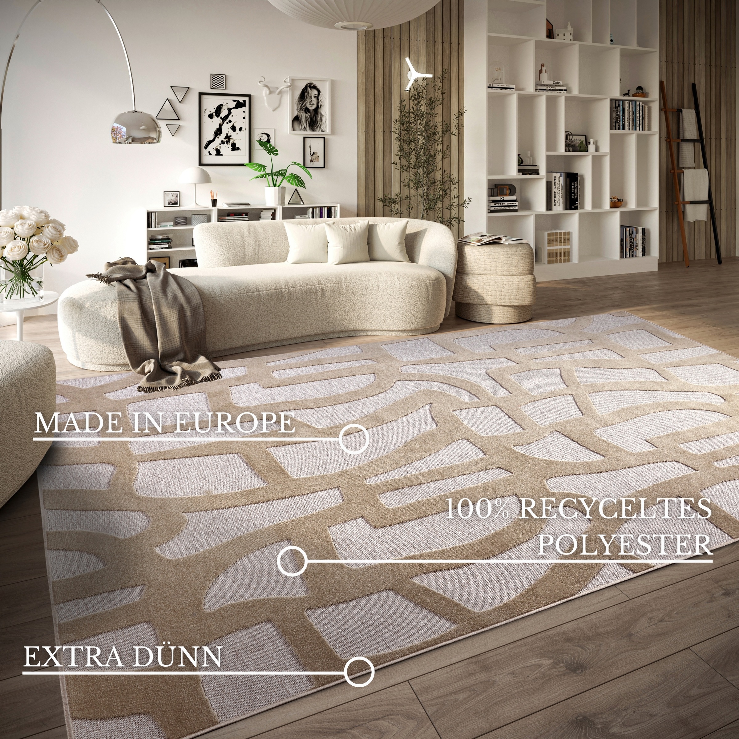 Villeroy & Boch Teppich »Therese«, rechteckig, 5,5 mm Höhe, Wohnzimmer, Schlafzimmer, Modern, Hoch-Tief Effekt, Flur
