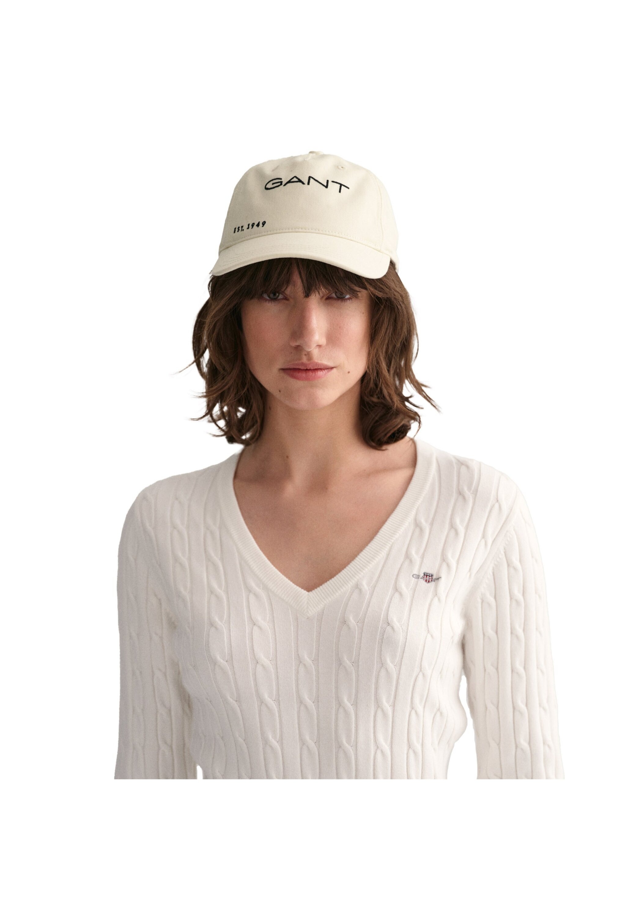 Gant Sweater »Strickpullover STRETCH COTTON CABLE V-NECK«