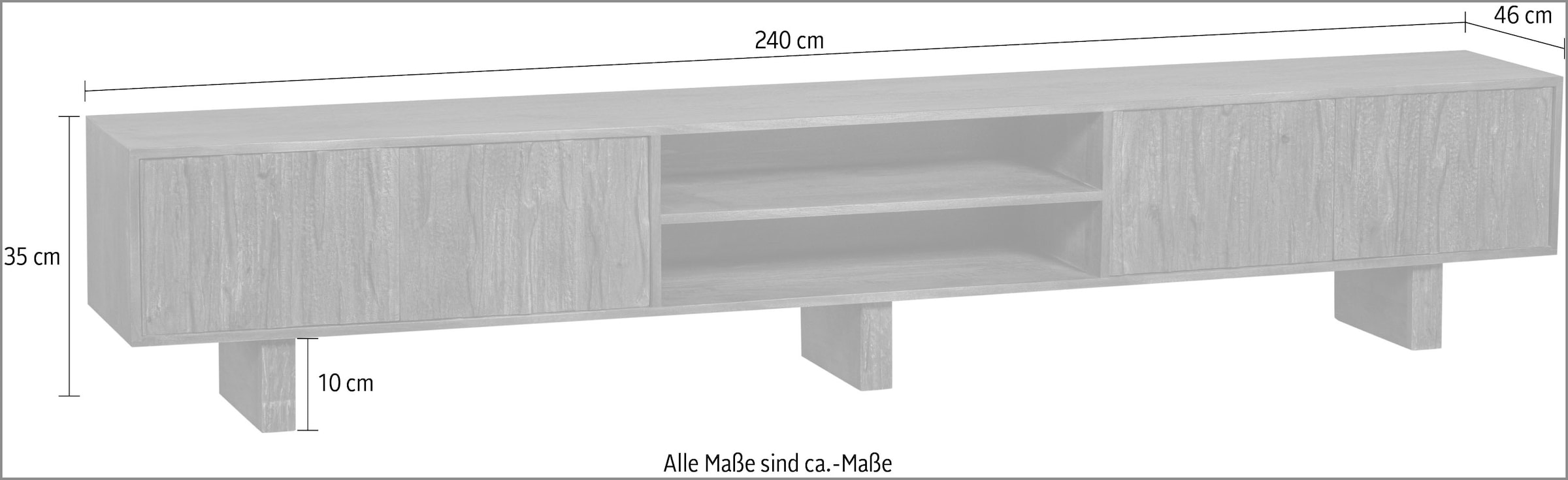 WOOOD TV-Board »Lavish«, Kommode aus Mangoholz, Push-to-Open System, H 35 cm x B 240 cm