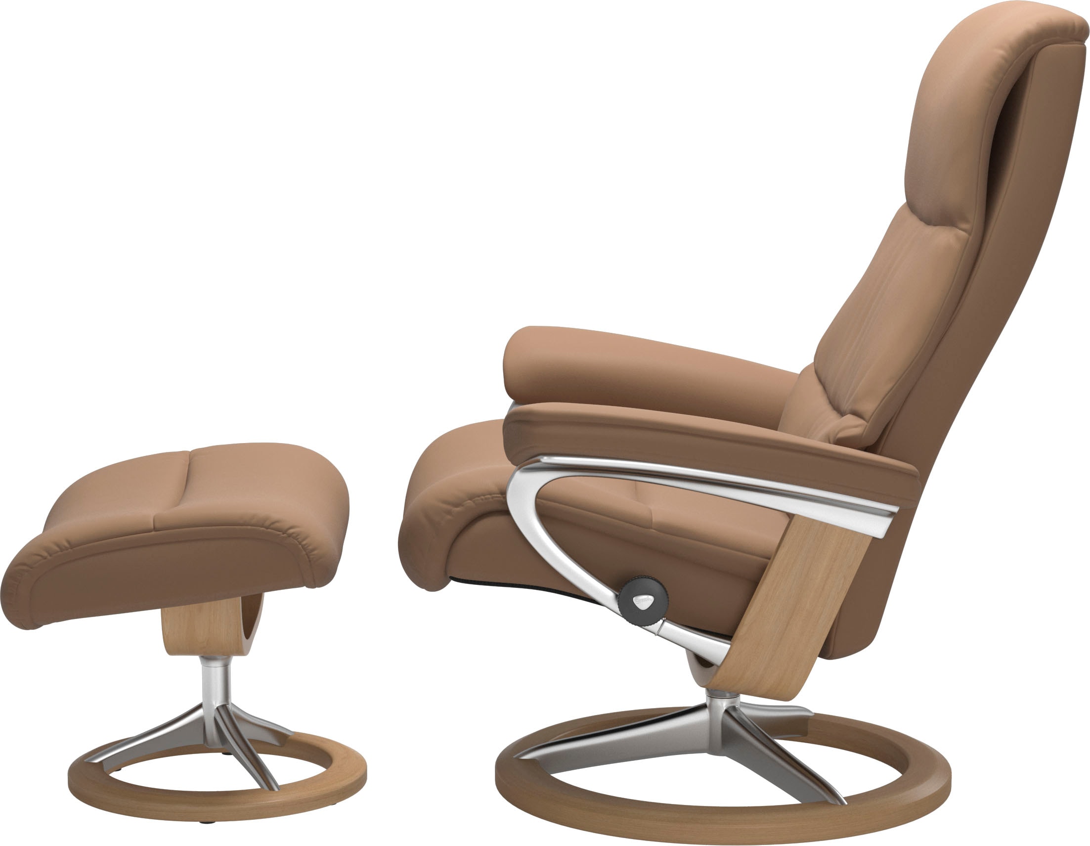 Stressless® Relaxsessel »View«, (Set, Relaxsessel mit Hocker), mit Signature Base, Größe M,Gestell Eiche