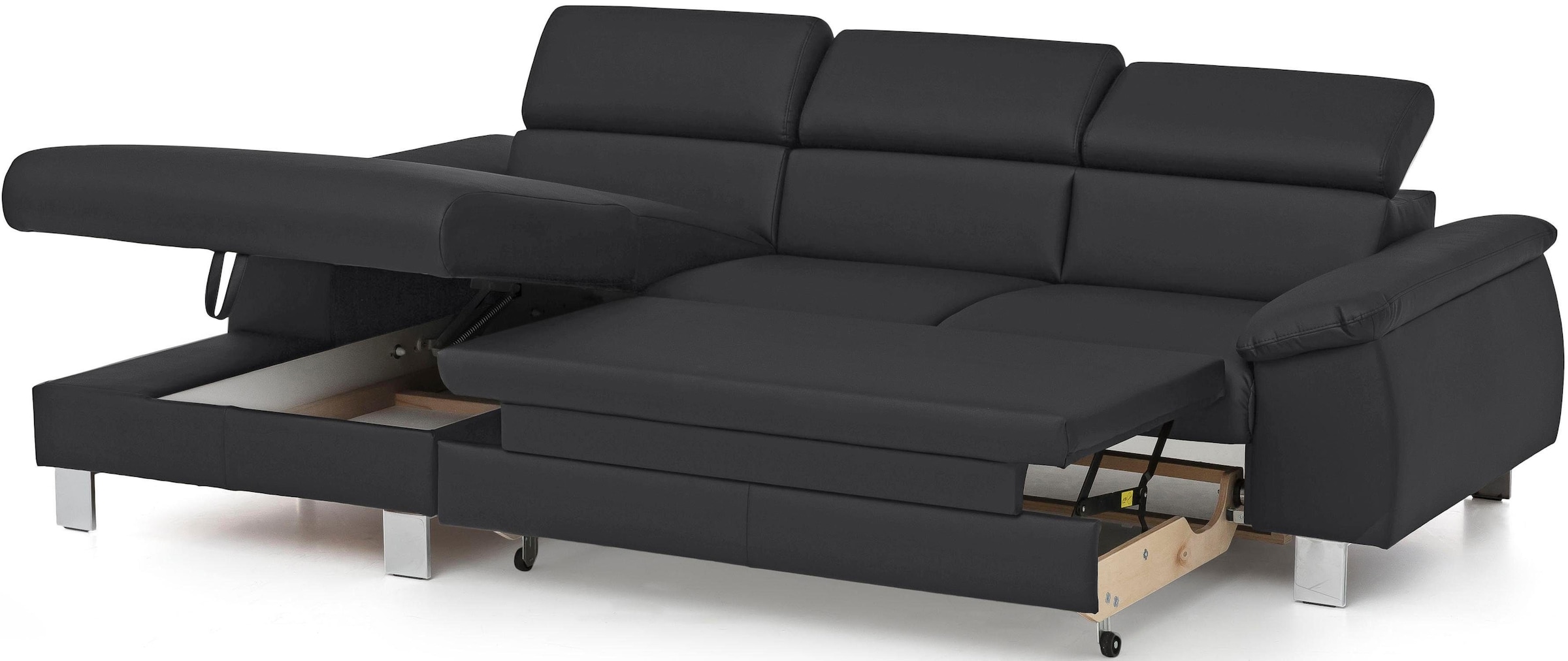 COTTA Polstergarnitur »Komaris L-Form«, (Set), Set bestehend aus: Ecksofa mit Kopfteilverstellung & Hocker