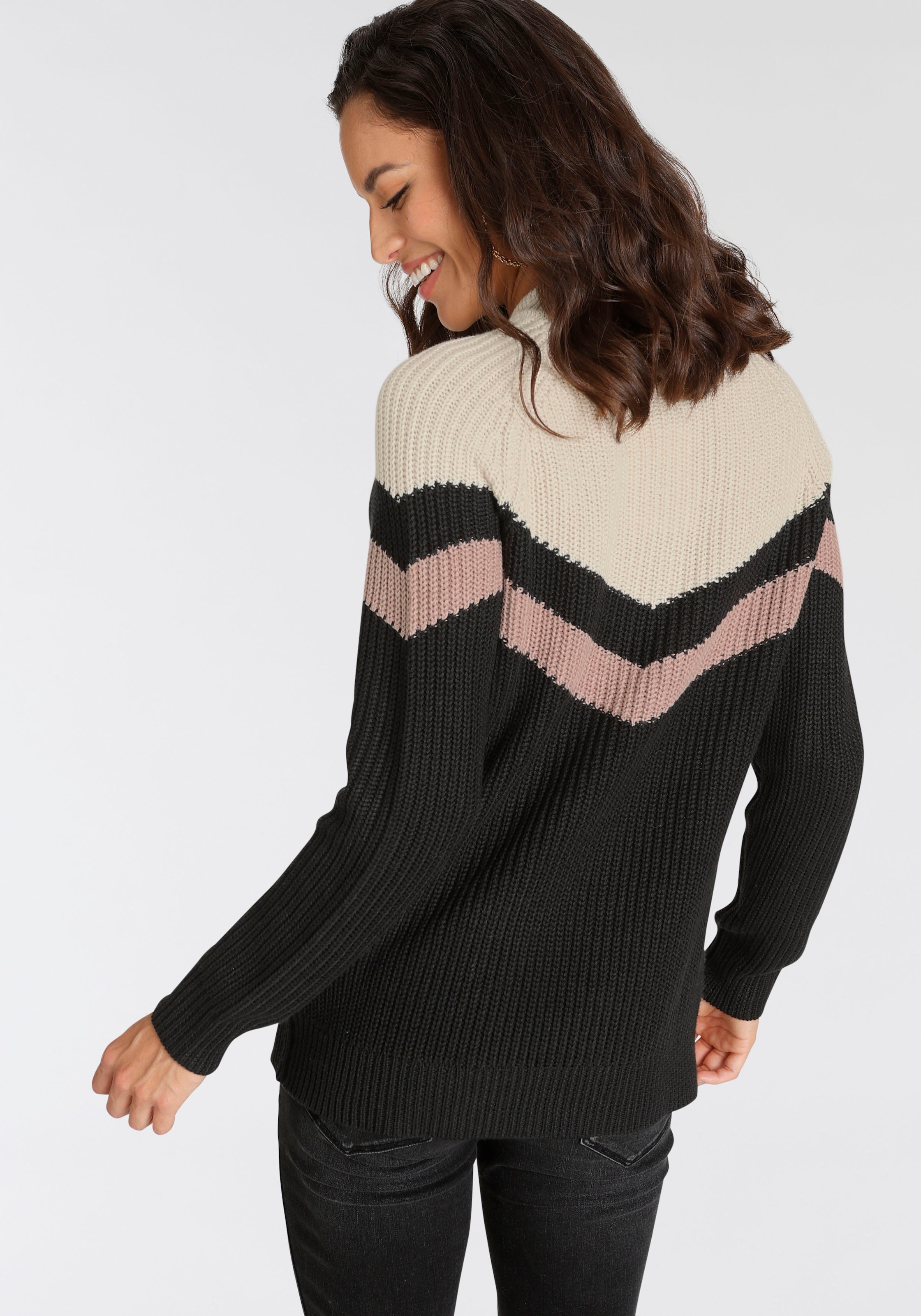 Laura Scott Strickpullover , mit mehrfarbigen Streifendesign
