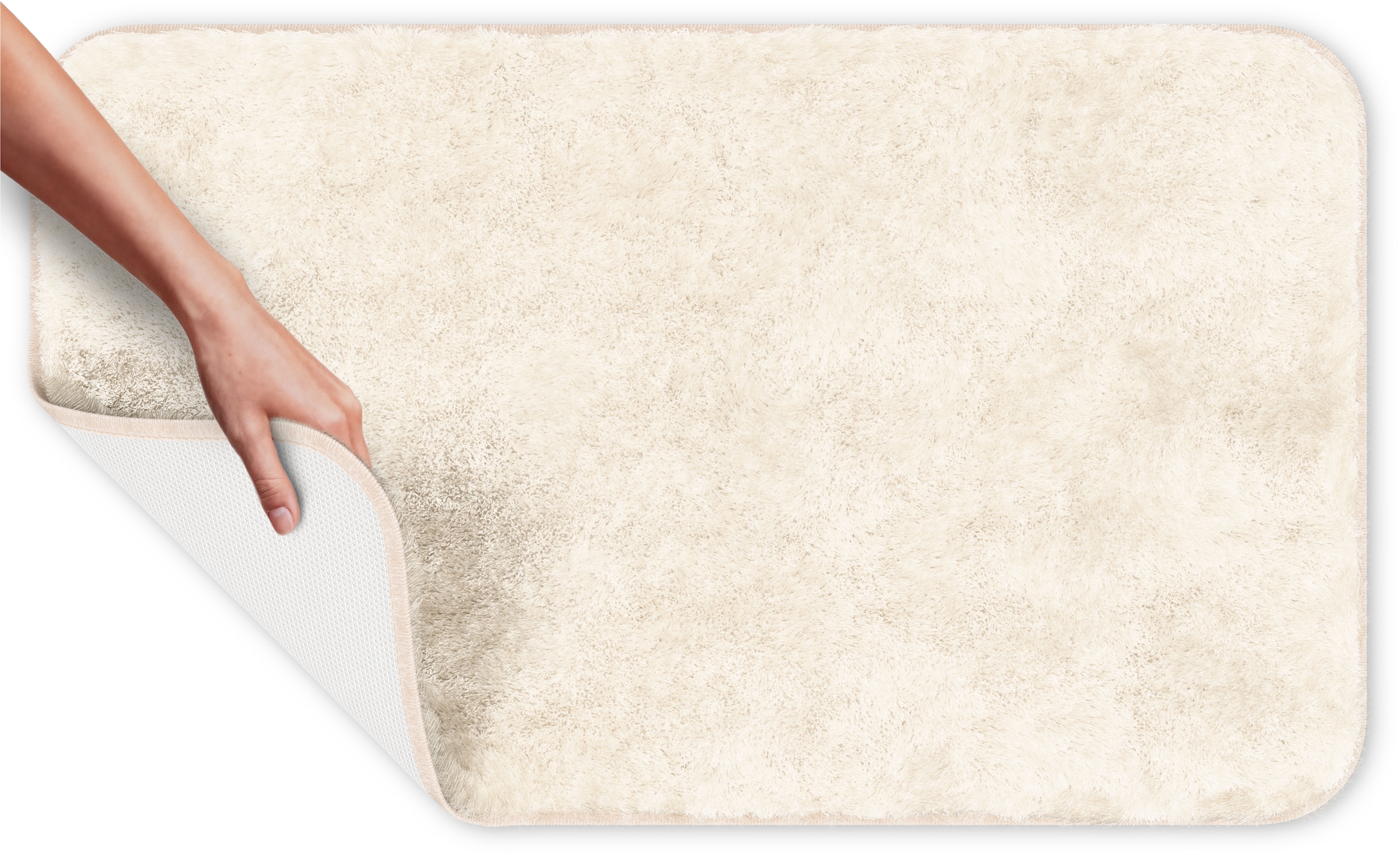 Grund Badematte »Melos, Badvorleger, Badezimmer Teppich, sehr weich« Höhe 27 mm rutschhemmend beschichtet fußbodenheizungsgeeignet melierte Optik, sehr weicher Flor, Melange-Effekt, Made in Europe