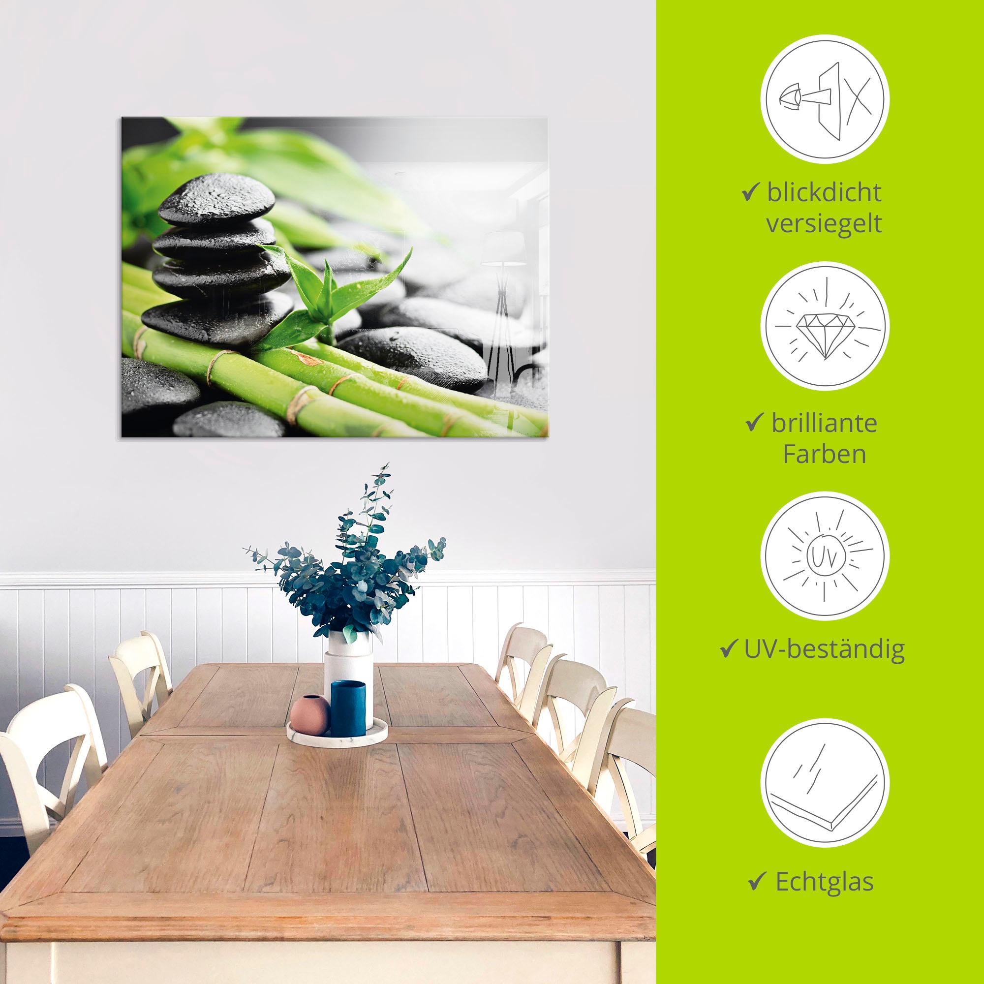 Artland Glasbild »Wachstum - Lavasteine Bambus« Zen 1 Stk. tlg. in verschiedenen Größen