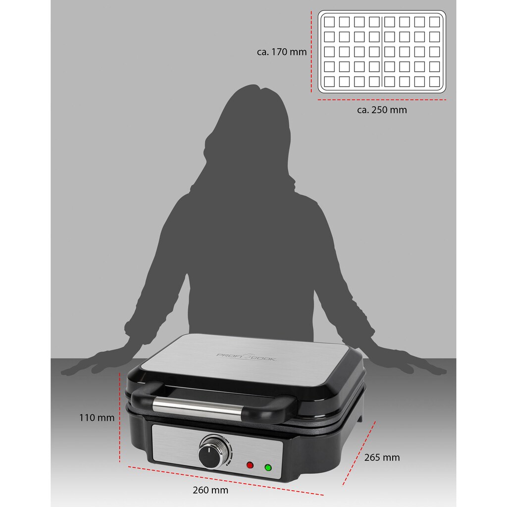 ProfiCook Waffeleisen »PC-WA 1240 inox«, 1000 W