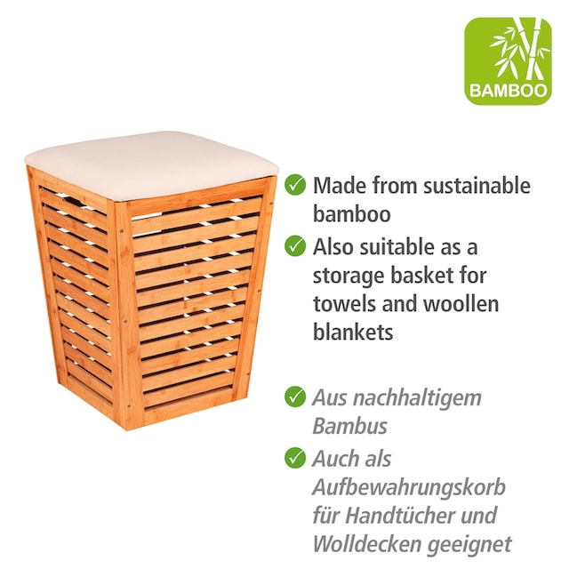 WENKO Wäschekorb »Bambusa«, mit Sitzpolster online kaufen | mit 3 Jahren  XXL Garantie | Wäschekörbe