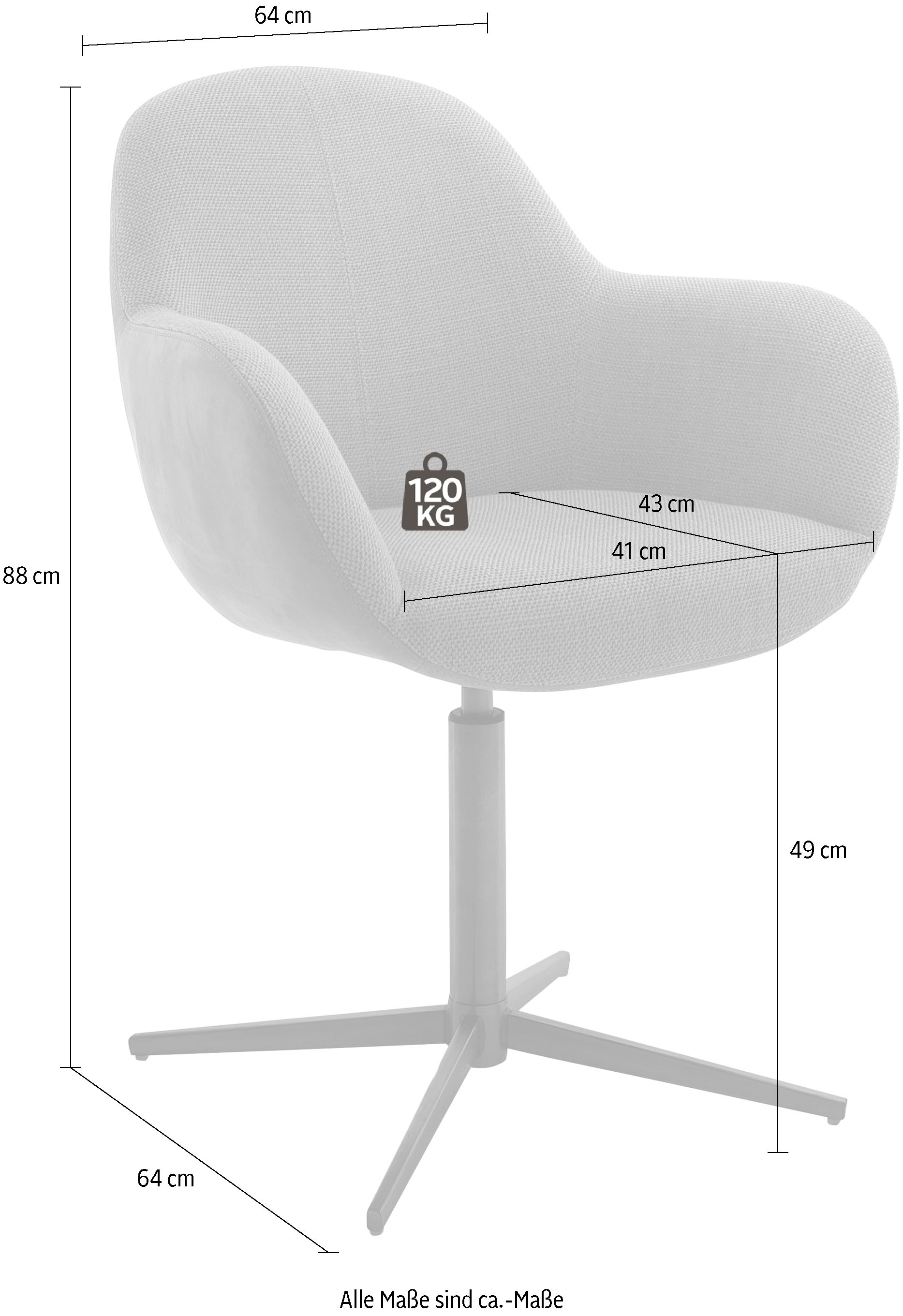 MCA furniture Esszimmerstuhl »Melrose«, (Set), 2 St., Stuhl 360°drehbar mit Nivellierung
