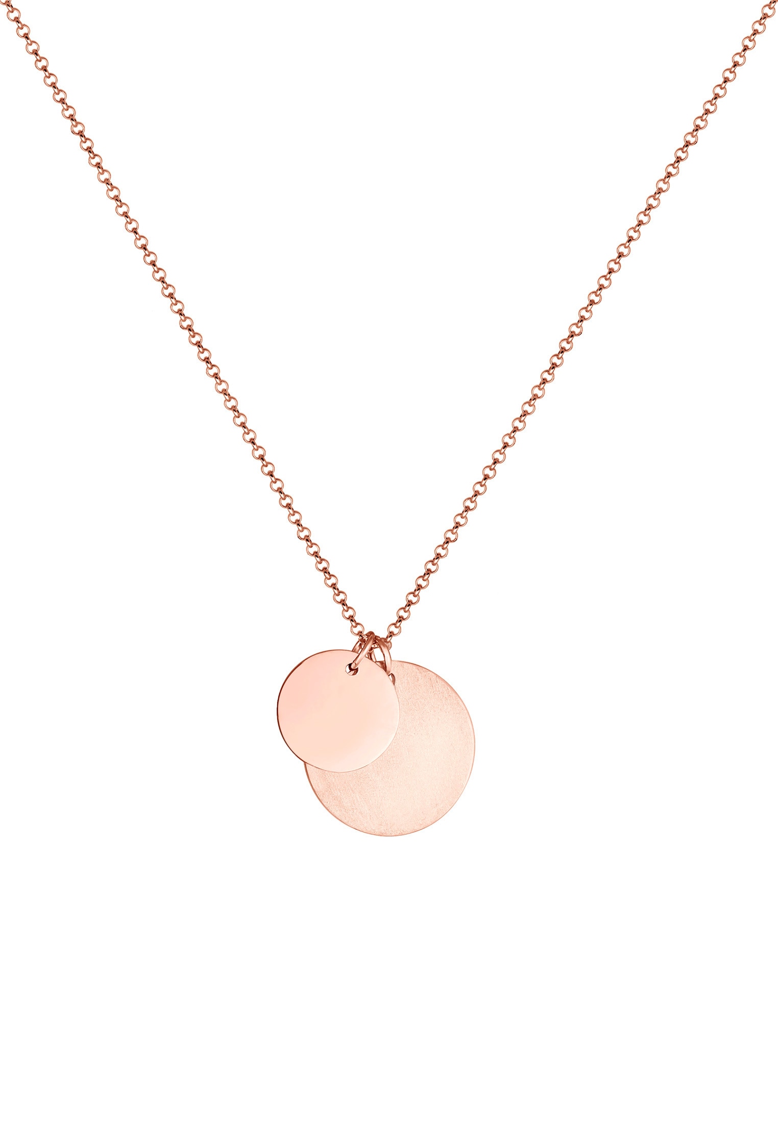 Elli Lange Kette »Halskette Duo Erbskette Plättchen Kreis Brushed 925 Silber«
