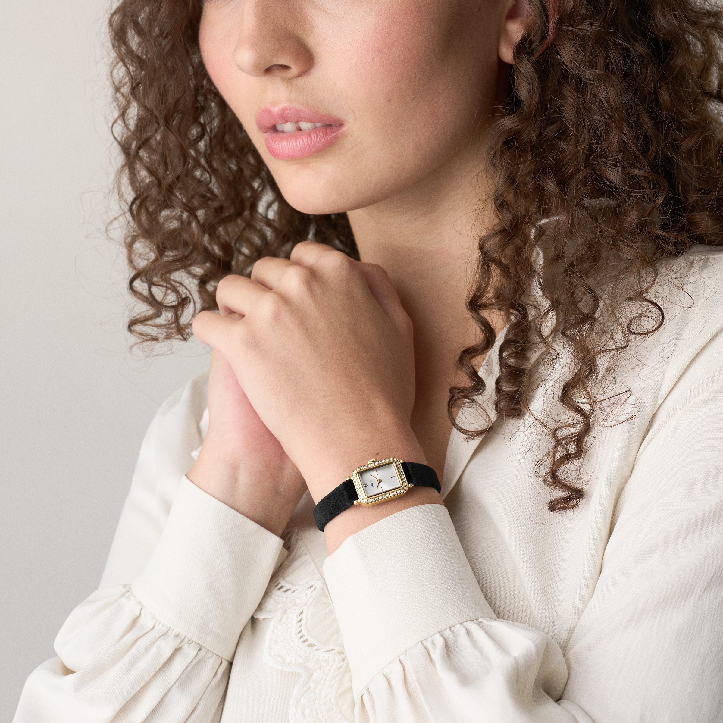 Fossil Quarzuhr »Raquel« Armbanduhr, Damenuhr, analog, Glassteine