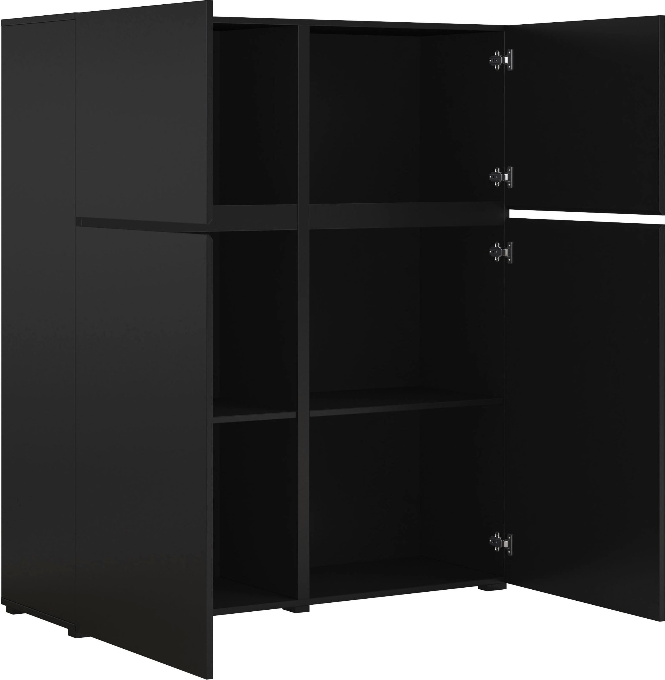 OTTO home Highboard »Cross, moderne grifflose Hochkommode mit 4 Türen,Türkommode« Hochschrank, Höhe 139 cm mit viel Stauraum, Einlegeböden verstellbar