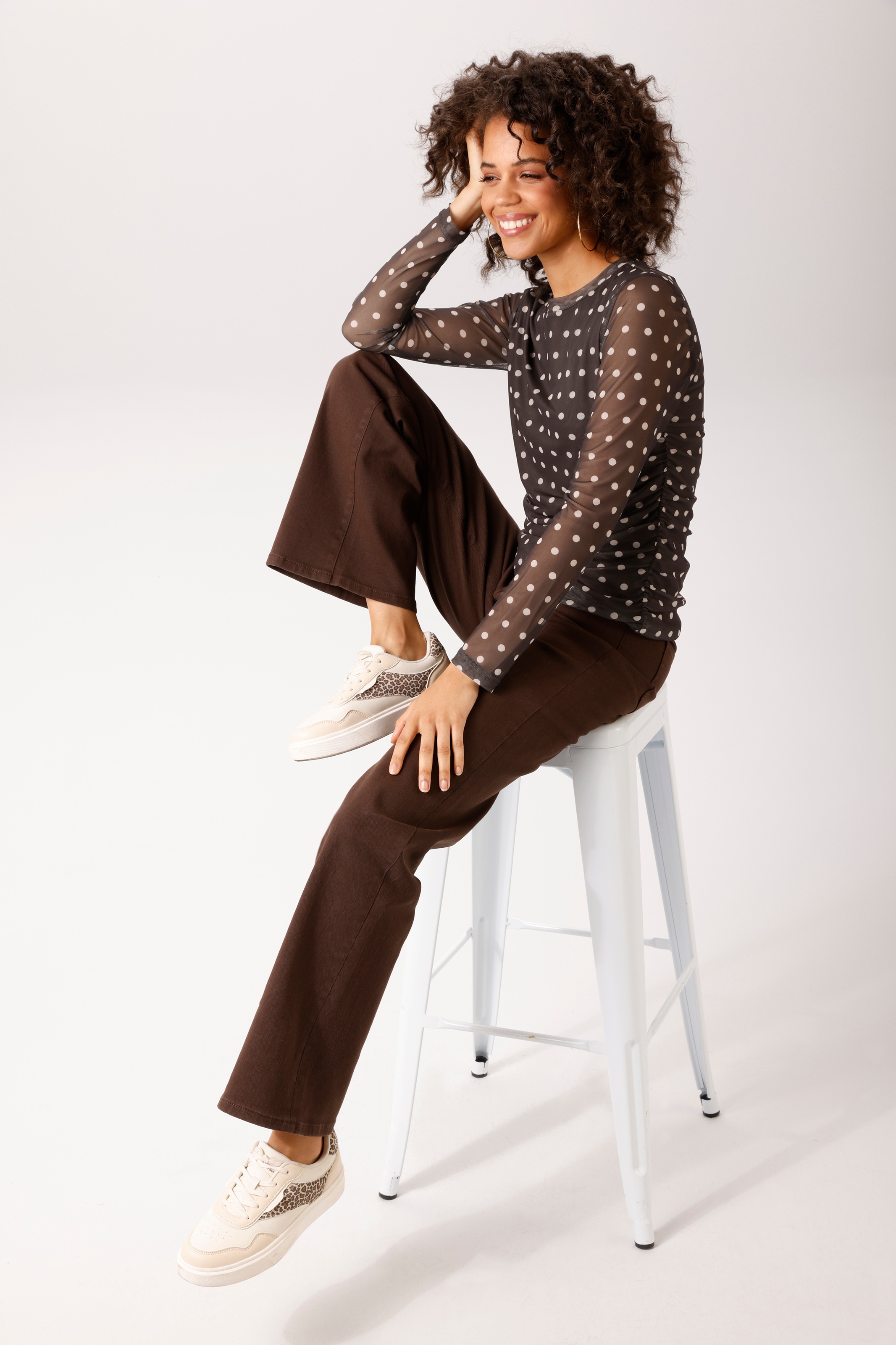Aniston CASUAL Langarmshirt mit Raffungen an den Seitennähten - NEUE KOLLEKTION