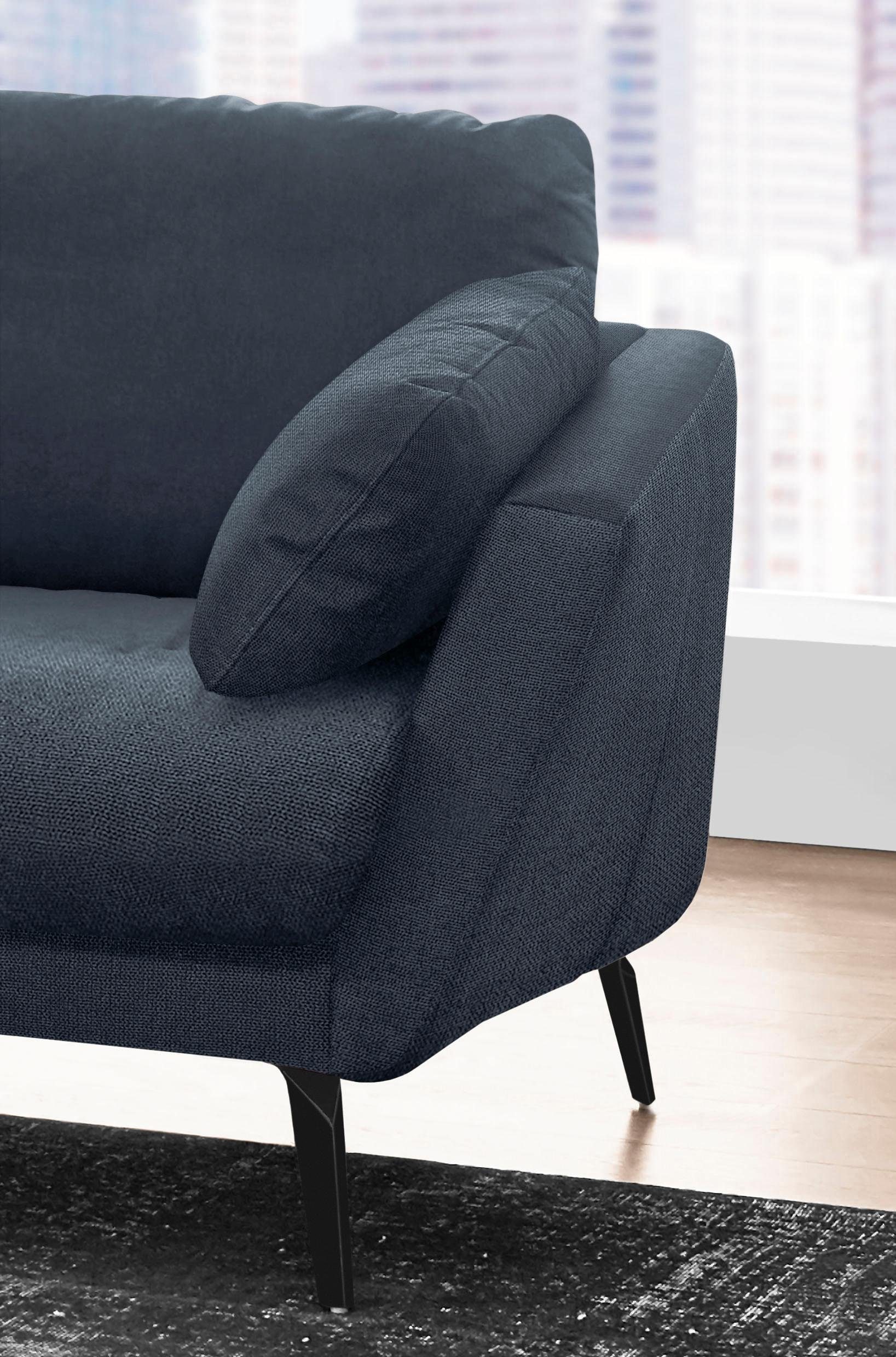 W.SCHILLIG Ecksofa »softy, toller Sitzkomfort, L-Form«, mit dekorativer Heftung im Sitz, Füße schwarz pulverbeschichtet