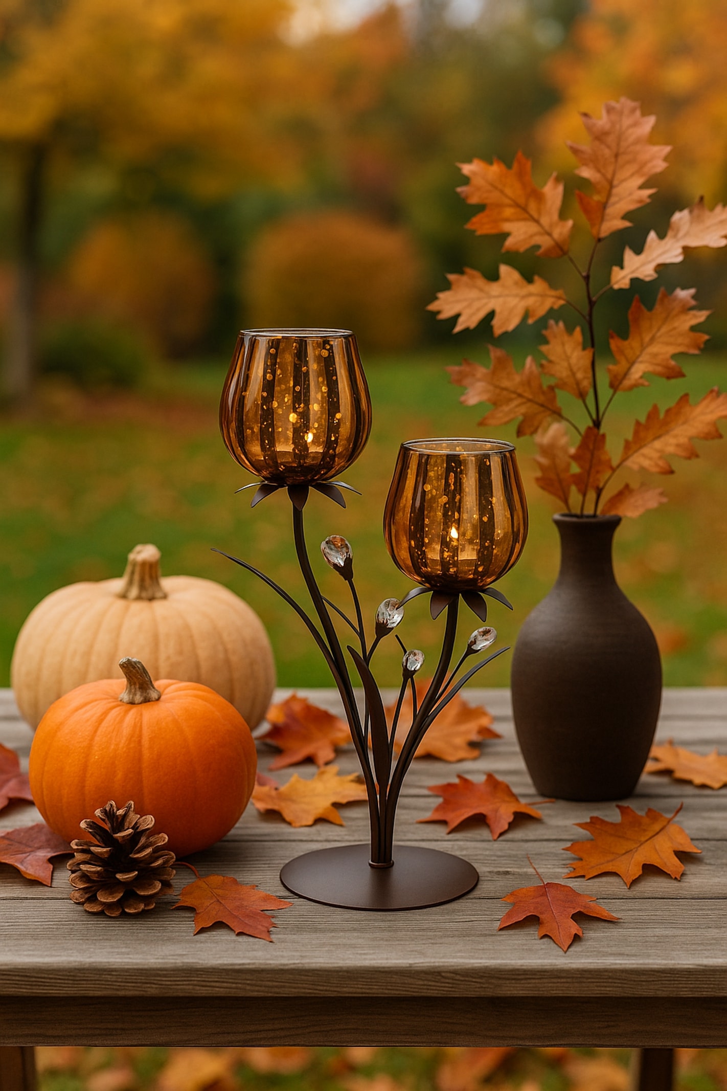 I.GE.A. Teelichthalter »Kerzenhalter« aus Metall mit Glas-Schale Teelichthalter Kerzenständer Kerzenleuchter