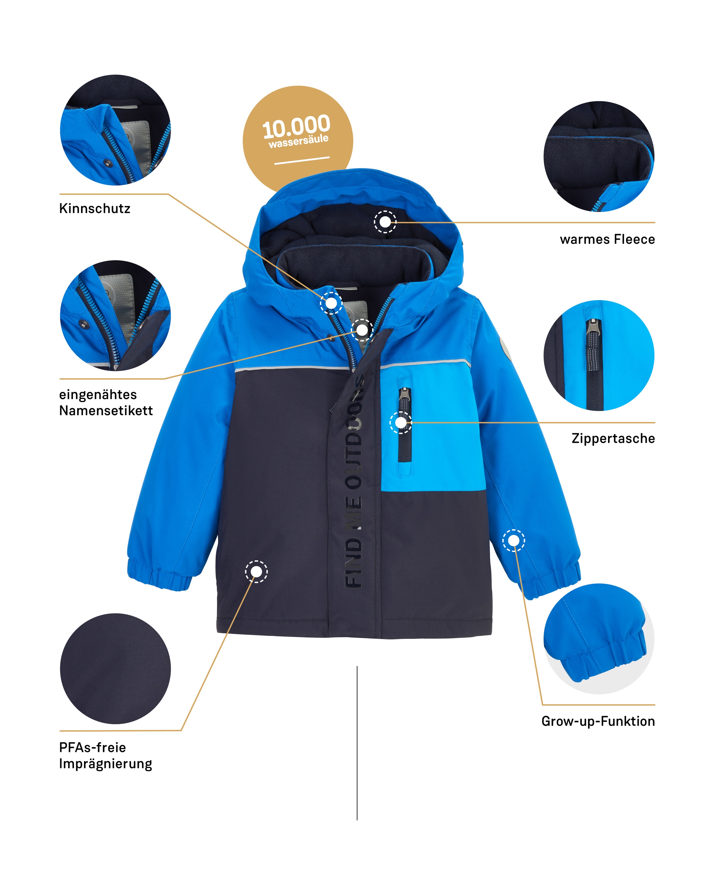 first instinct by killtec Funktionsjacke »FIOW 22 MNS JCKT« Wasserdichte Winterjacke mit Grow-Up-Funktion, reflektierendes Design