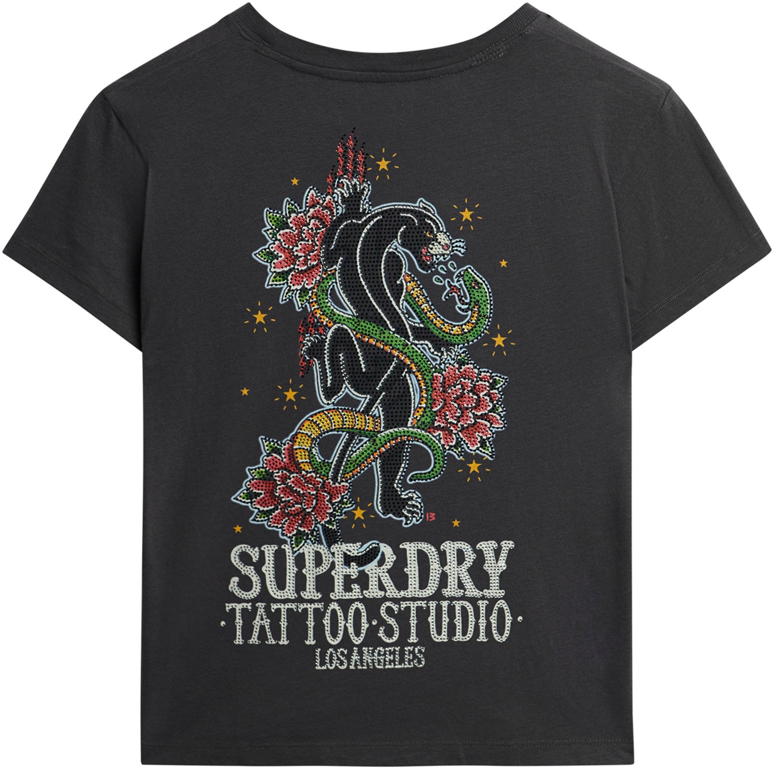 Superdry Kurzarmshirt »TATTOO RHINESTONE FITTED TEE«