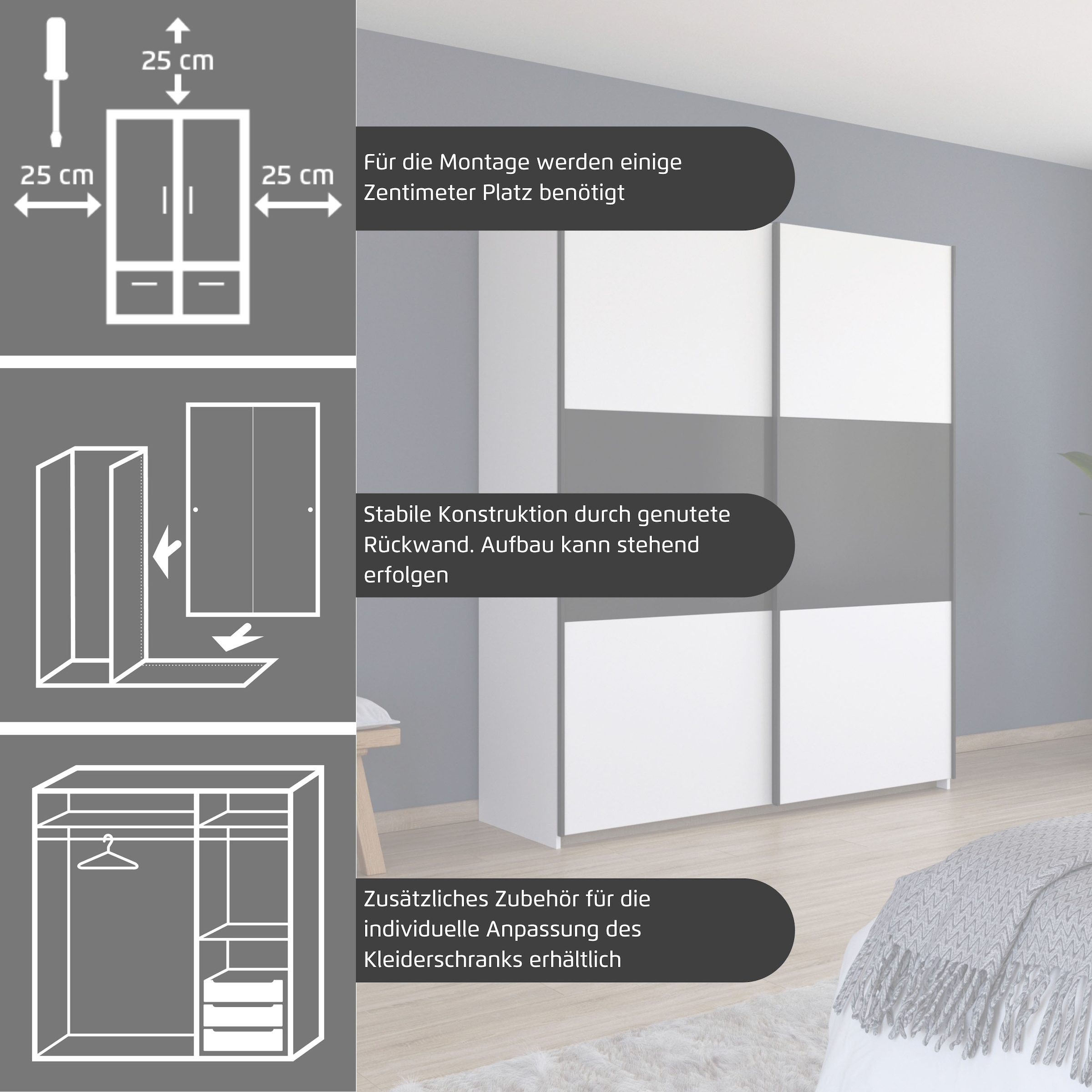 rauch Schwebetürenschrank »Kleiderschrank Schrank Garderobe Garderobenschrank Wäscheschrank NEO«, (in 3 verschiedenen Ausstattungen BASIC/CLASSIC/PREMIUM), mit großzügigem Stauraum und vielfältigen Farbkombinationen