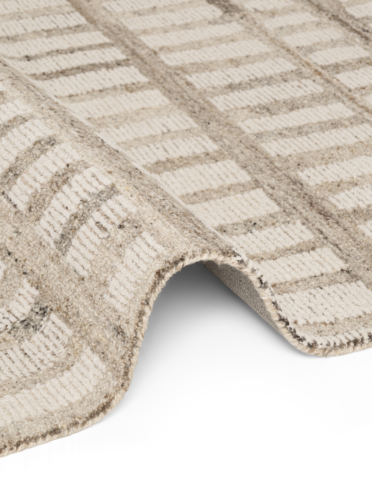 vikosa Wollteppich »Linara« rechteckig 15 mm Höhe Handgemacht, Grafisch, Streifen, Natur, Wolle, Wohnzimmer,Schlafzimmer